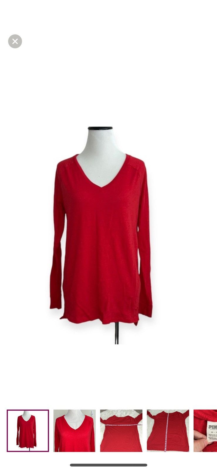 Pink Pink Victoria’s Secret XS red long sleeved tee Size XS / US 0-2 / IT 36-38 - 1 Thumbnail