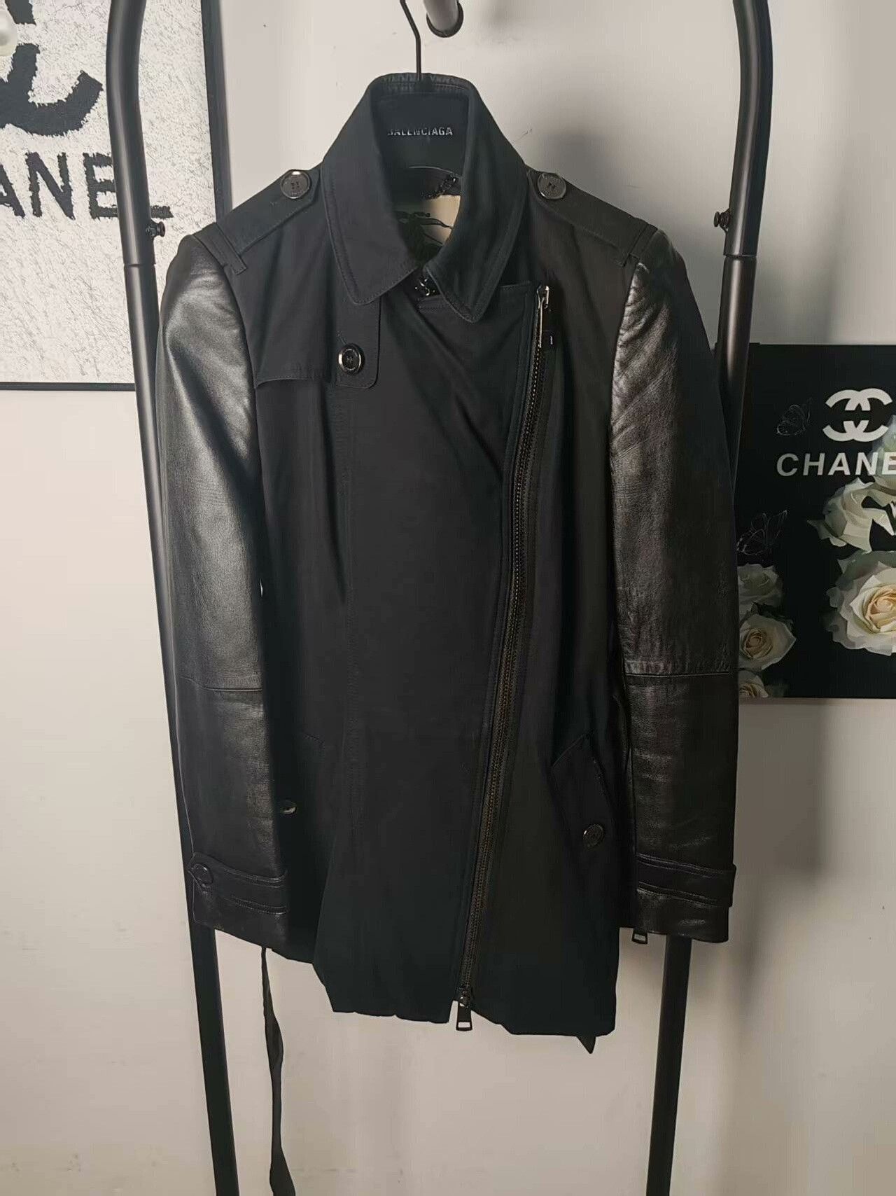 Burberry Leather Coat with Unique Detailing