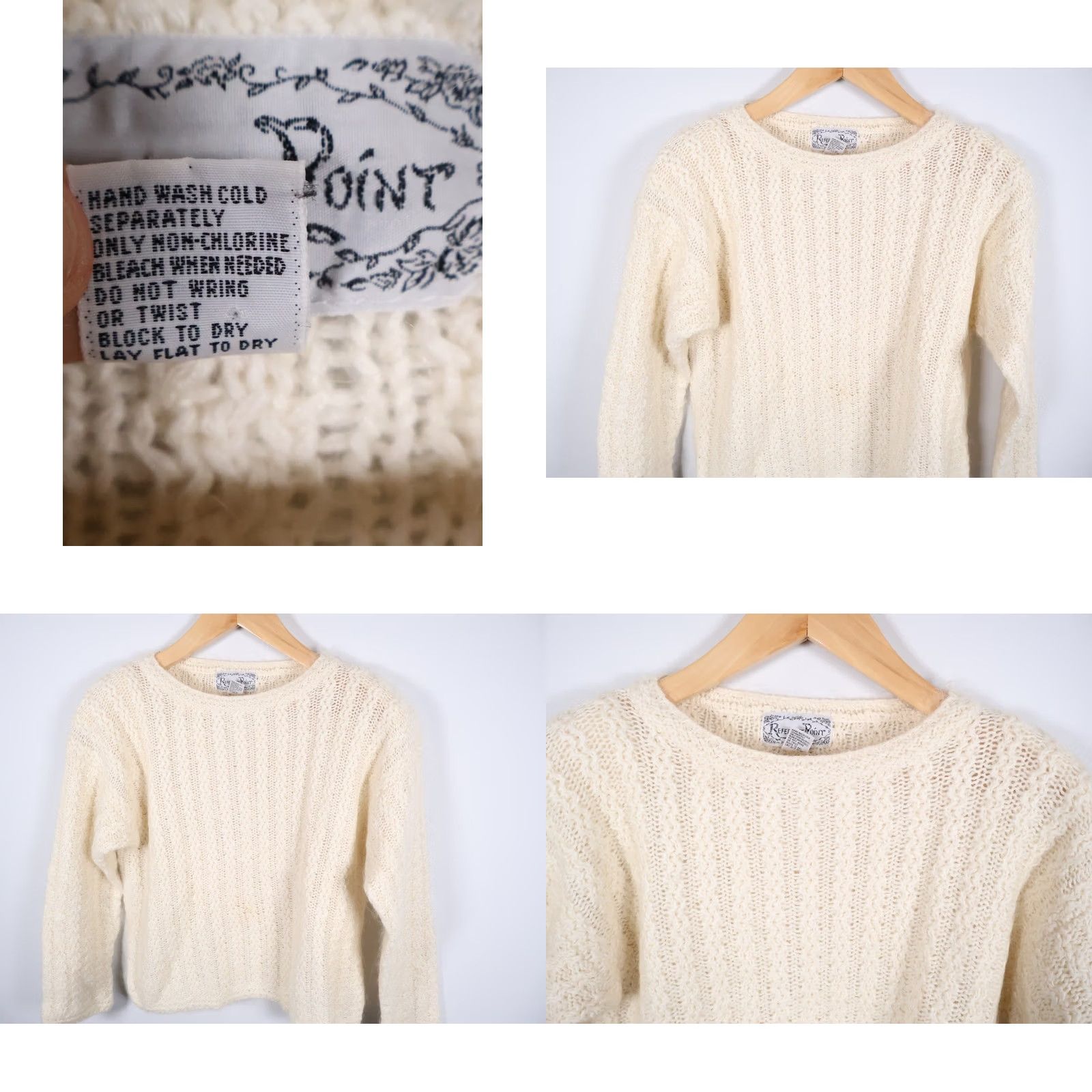 Vintage Reference Point Ivory Mohair Silk Sweater Women Medium Crew Neck Long Sleeve Pullover Knit Vintage 80s 90s Lightweight Casual Womens Size M / US 6-8 / IT 42-44 - 8 Thumbnail
