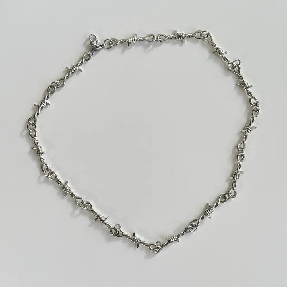 Jewelry Y2K Retro Style Barbwire Thorn Emo Chain Necklace Size ONE SIZE - 2 Thumbnail