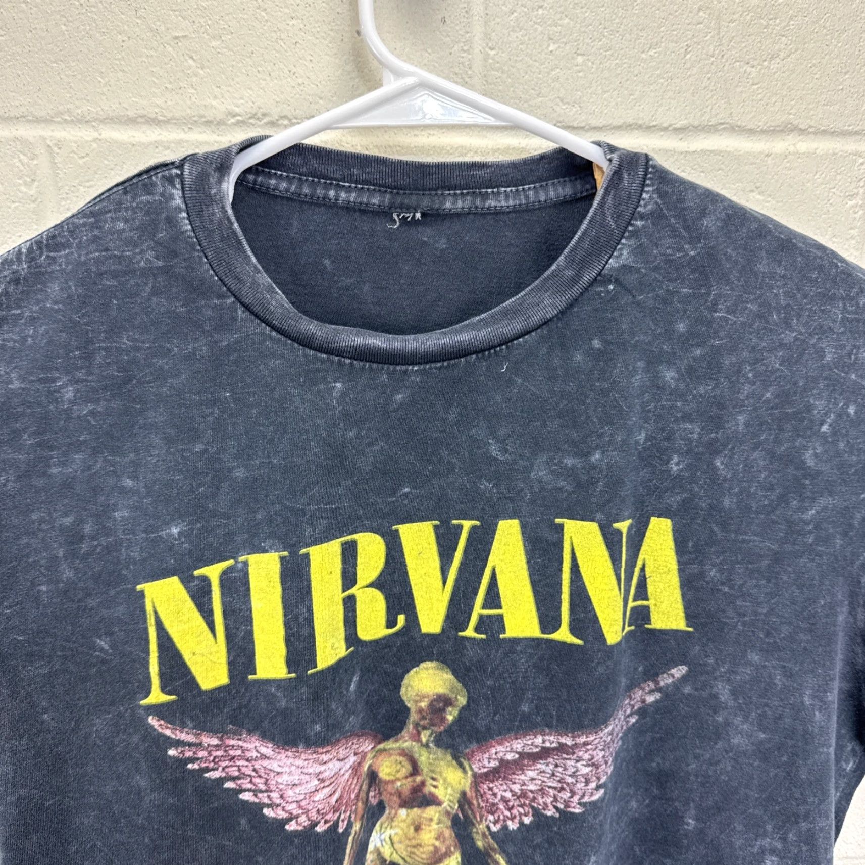 Vintage Vintage Nirvana T Shirt Black Large Acid Wash Faded In Utero Spellout Graphic Print Crew Neck Short Sleeve Logo Accent Men Size US L / EU 52-54 / 3 - 6 Thumbnail