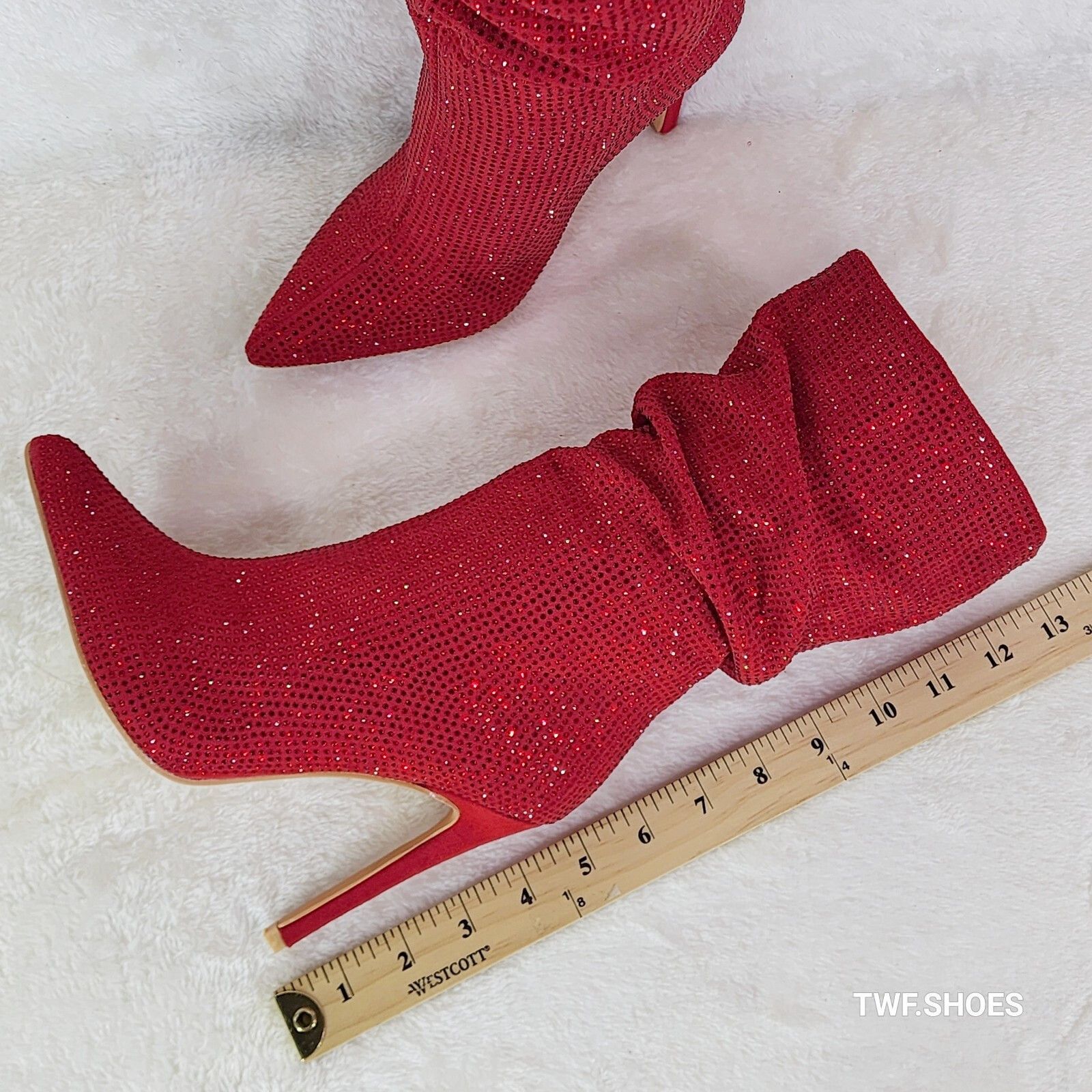 Other Resolve Sparkling Red Rhinestone High Heel Slouch Calf Boots Size US 5.5 / IT 35.5 - 6 Thumbnail