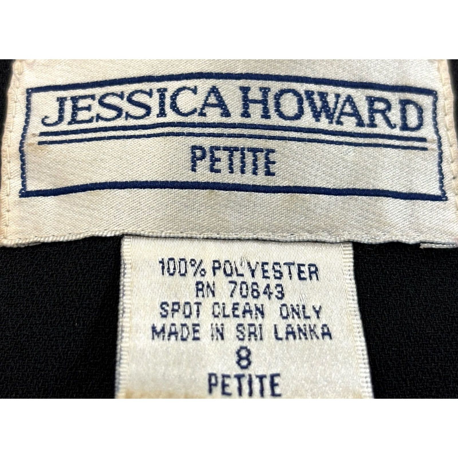 Vintage VINTAGE Jessica Howard 2 Pc Dress Set Jacket Dress Women's 8P Petite Black Sparkle Mock Neck Bow 90s Wedding Party Cocktail Formal Short Sleeve Size M / US 6-8 / IT 42-44 - 5 Thumbnail