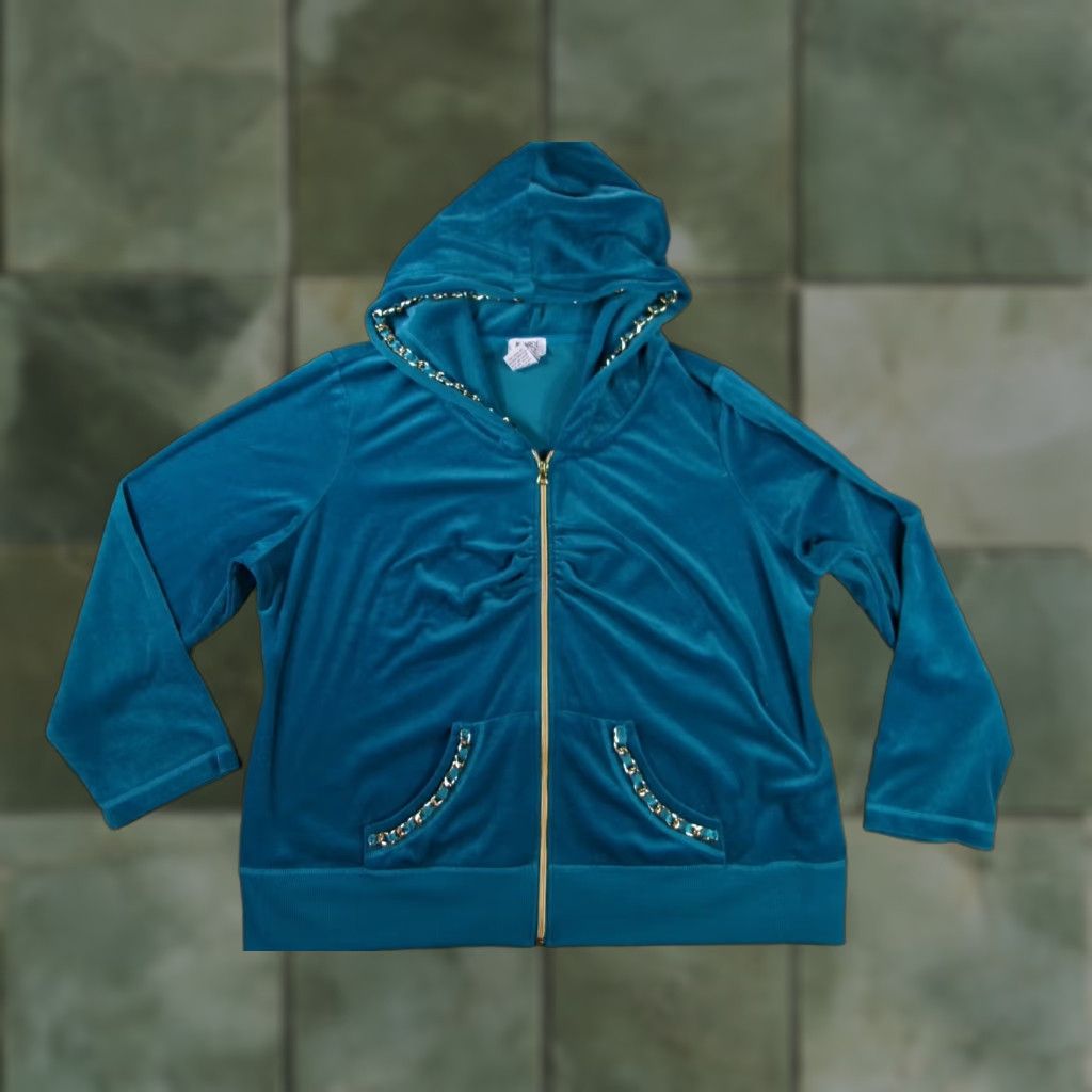 Vintage Monroe and Main Hoodie Women 2X Teal Green Sweatshirt Streetwear Casual Lounge Size XXL / US 16-18 / IT 52-54 - 1 Thumbnail