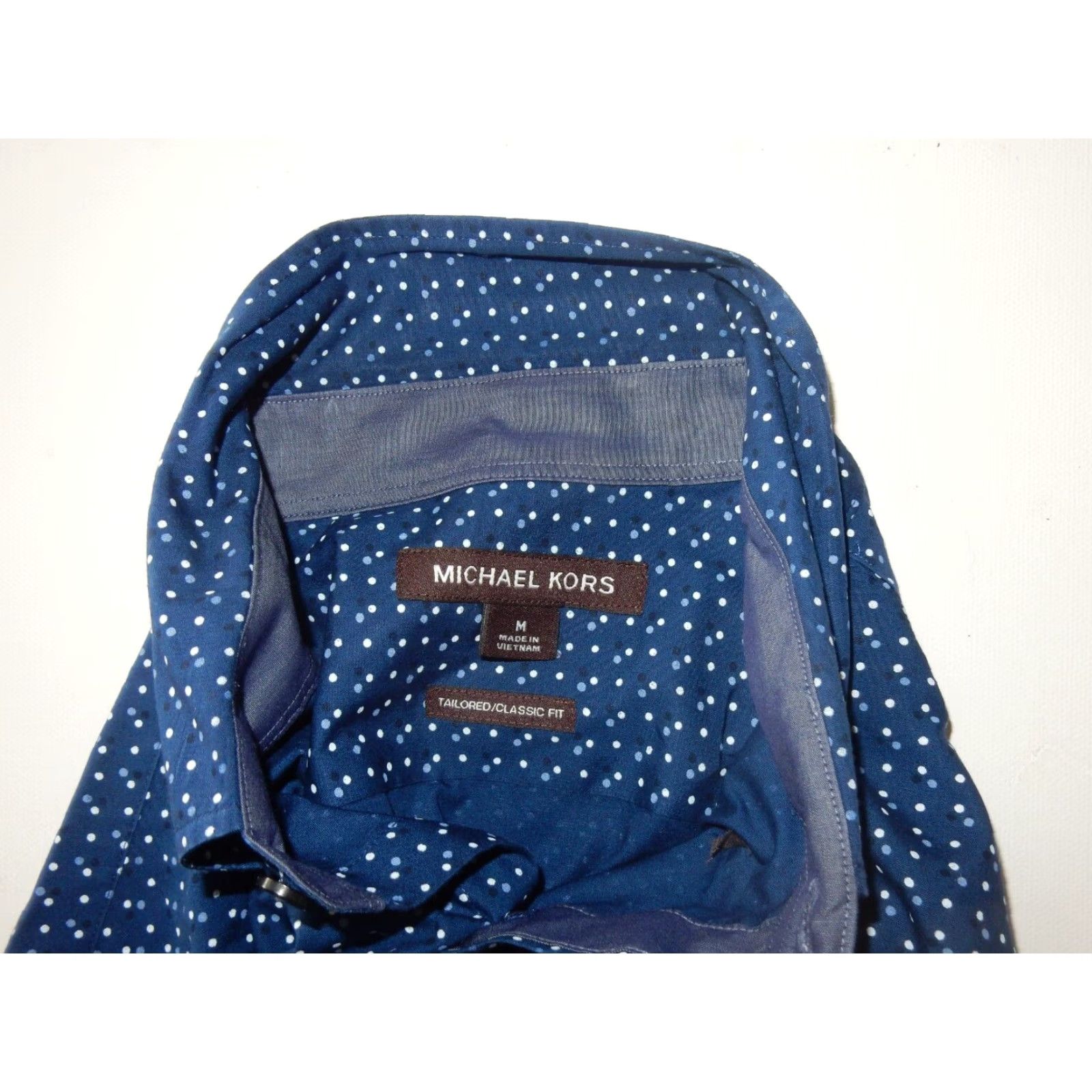 Michael Kors Michael Kors Men's Long Sleeve Button-Up Shirt Size M Cotton Polka Dot Blue Size US M / EU 48-50 / 2 - 4 Thumbnail