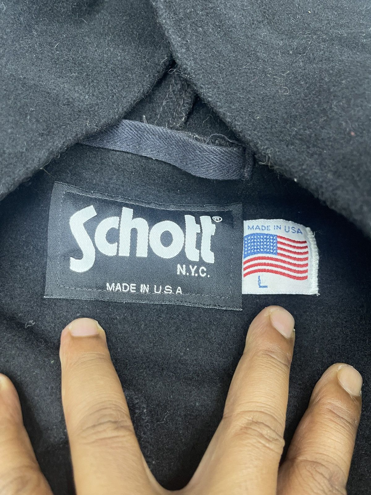 Schott ARCHIVE💥SCHOTT WOOL DUFFLE HOODIE Size US L / EU 52-54 / 3 - 7 Thumbnail