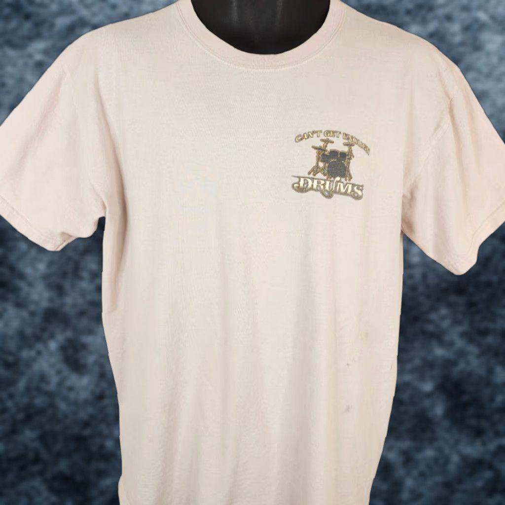 Gildan Drummer T Shirt Mens Size Large Cant Get Enough Drums Percussion Music Beige Cotton Gildan T-Shirt Men 2010s Rock Music Short Sleeve Crew Neck Size US L / EU 52-54 / 3 - 1 Thumbnail