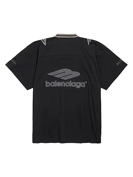 Balenciaga os11x0326 3B Football V-Neck Oversized T-Shirt in Black Size US S / EU 44-46 / 1 - 2 Thumbnail