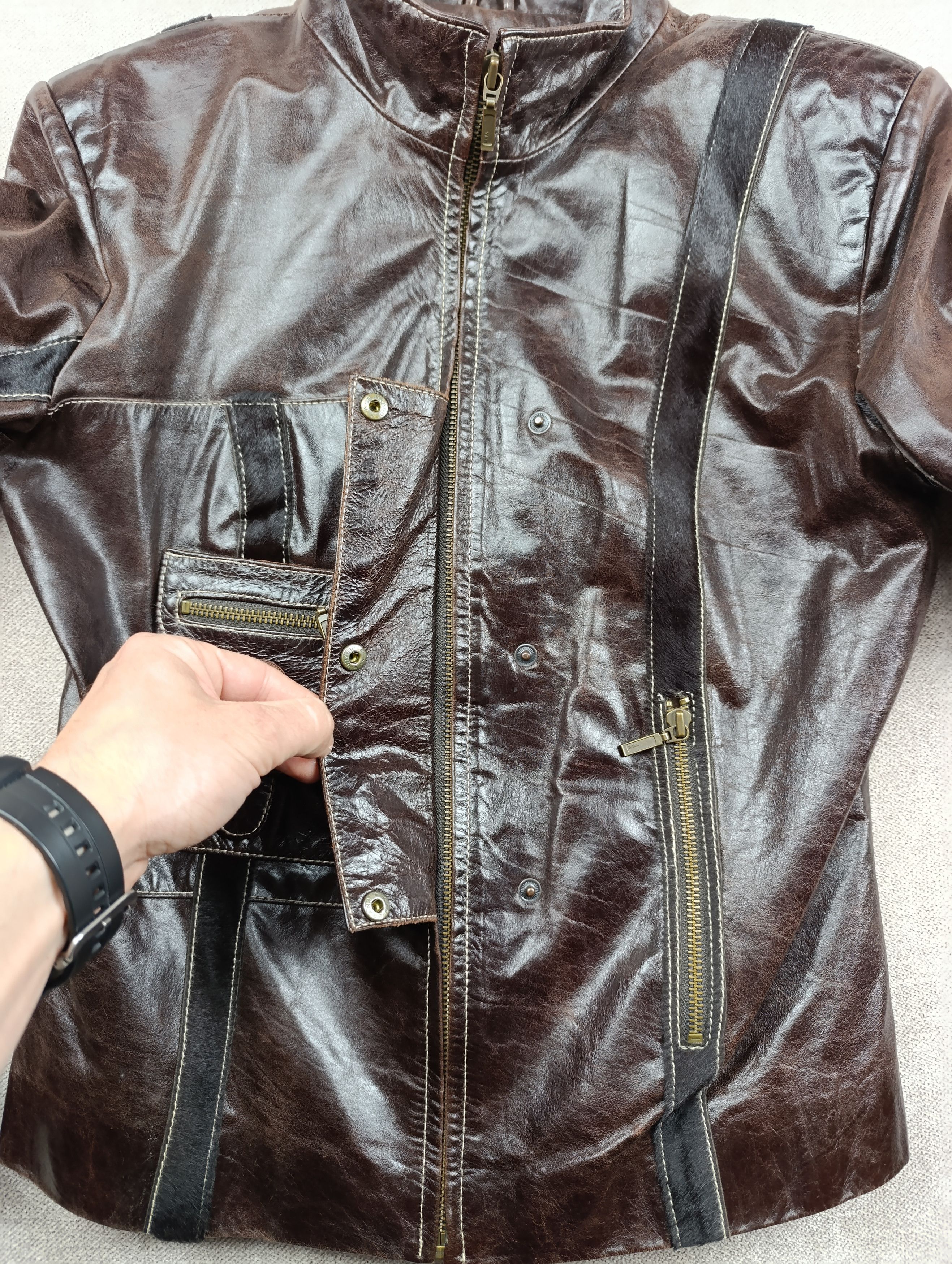 Versace Versace Womens Vintage Leather Avant-garde Jacket Size XS / US 0-2 / IT 36-38 - 12 Thumbnail