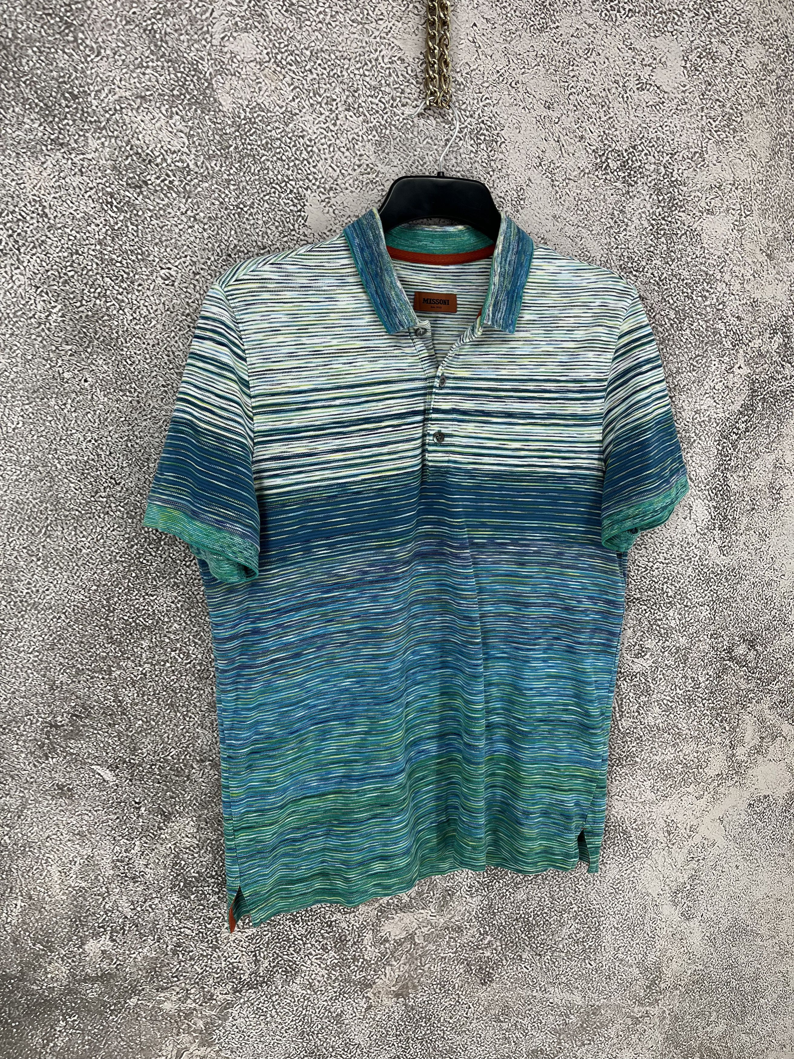 Missoni Rare Missoni Signature Blue Stripe Crewneck Tee Size-M Size US M / EU 48-50 / 2 - 2 Thumbnail