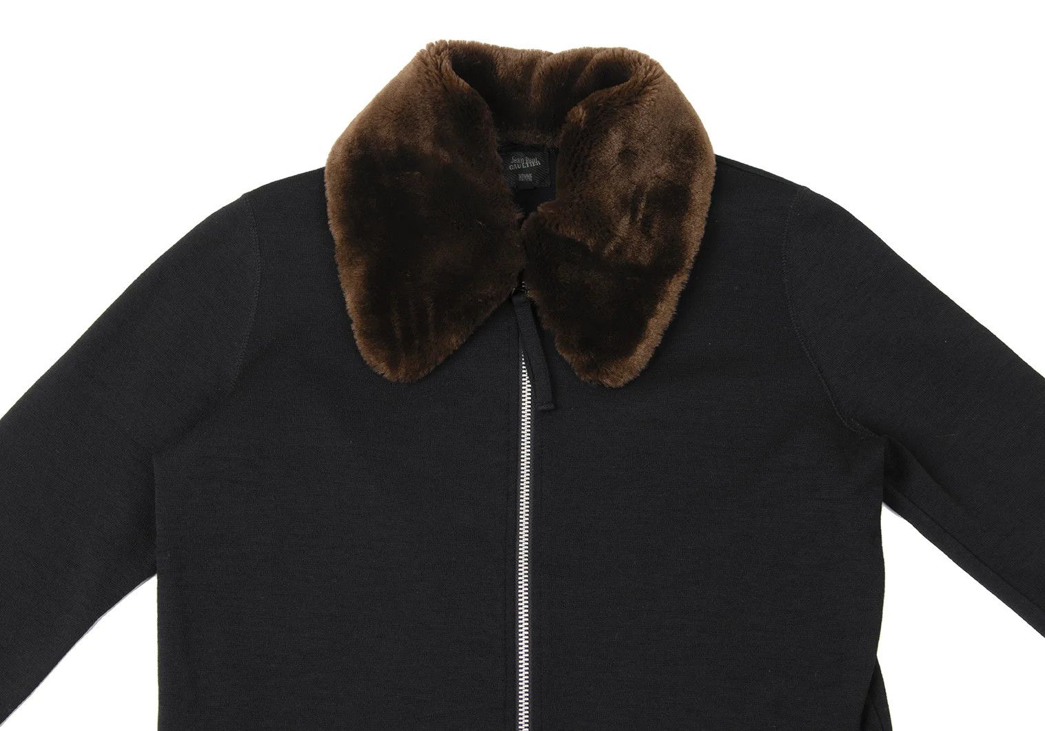 Jean Paul Gaultier Faux Fur Collar Knit Blouson in Black Size 48 Size US M / EU 48-50 / 2 - 2 Thumbnail