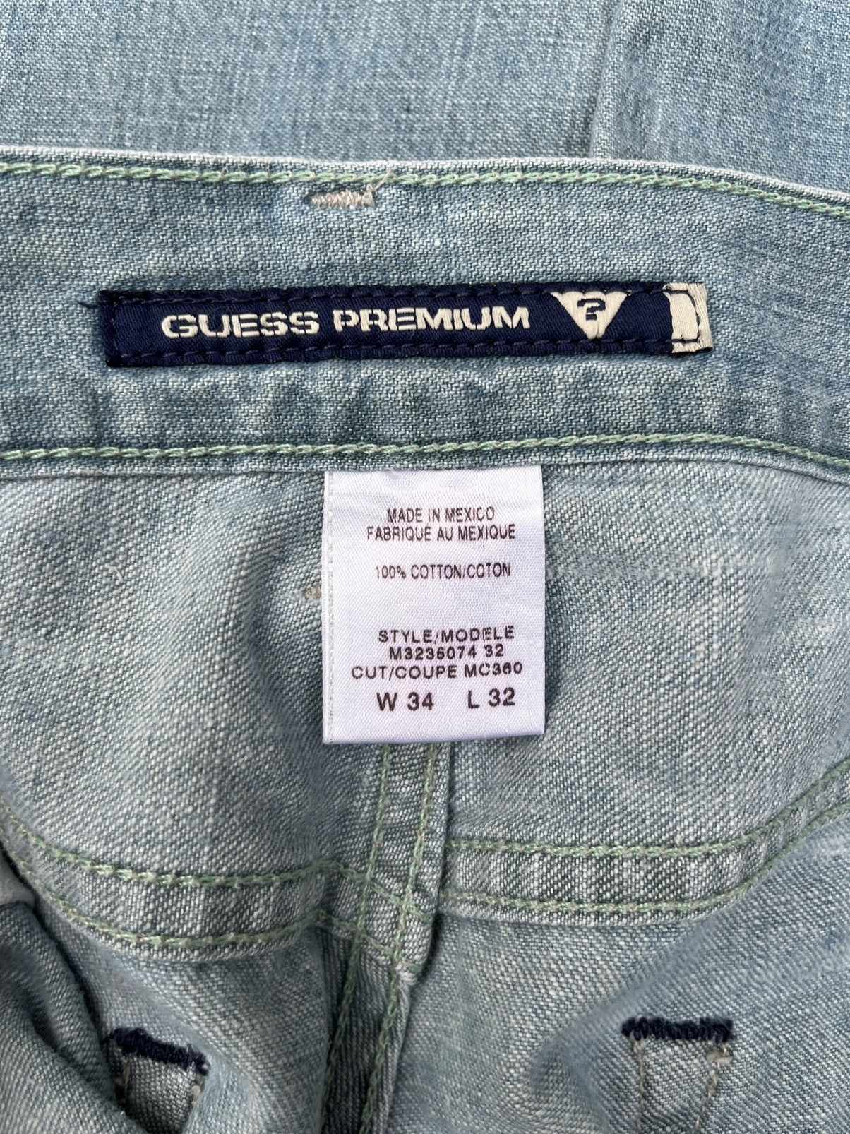 Guess Vintage Y2K Guess Made in Usa Blue Washed Frayed Flare Jeans Size US 34 / EU 50 - 13 Thumbnail