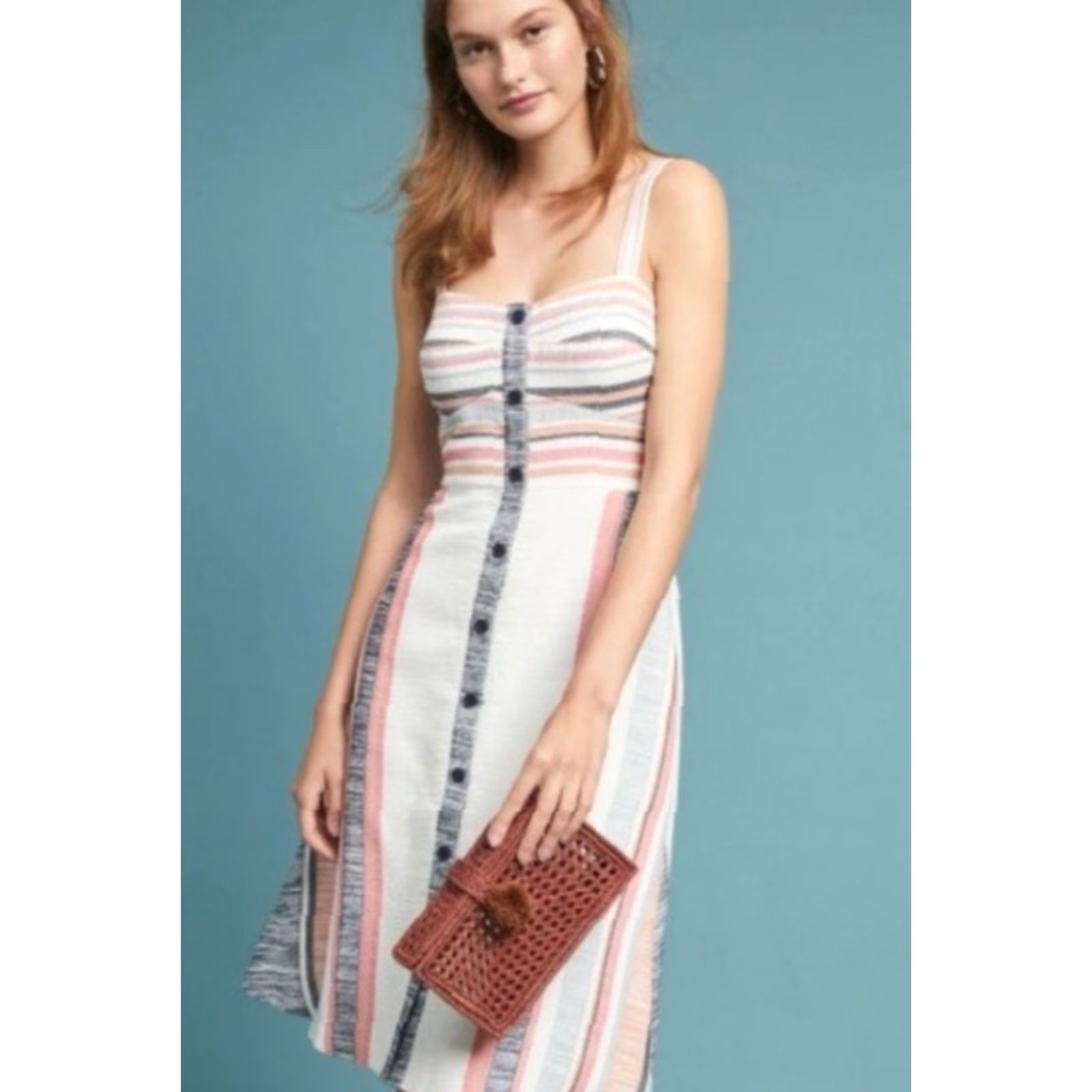 Anthropologie NWT Anthropologie HUTCH Florentine Pastel Striped Midi Dress Womens Sz 10 Size L / US 10 / IT 46 - 2 Thumbnail