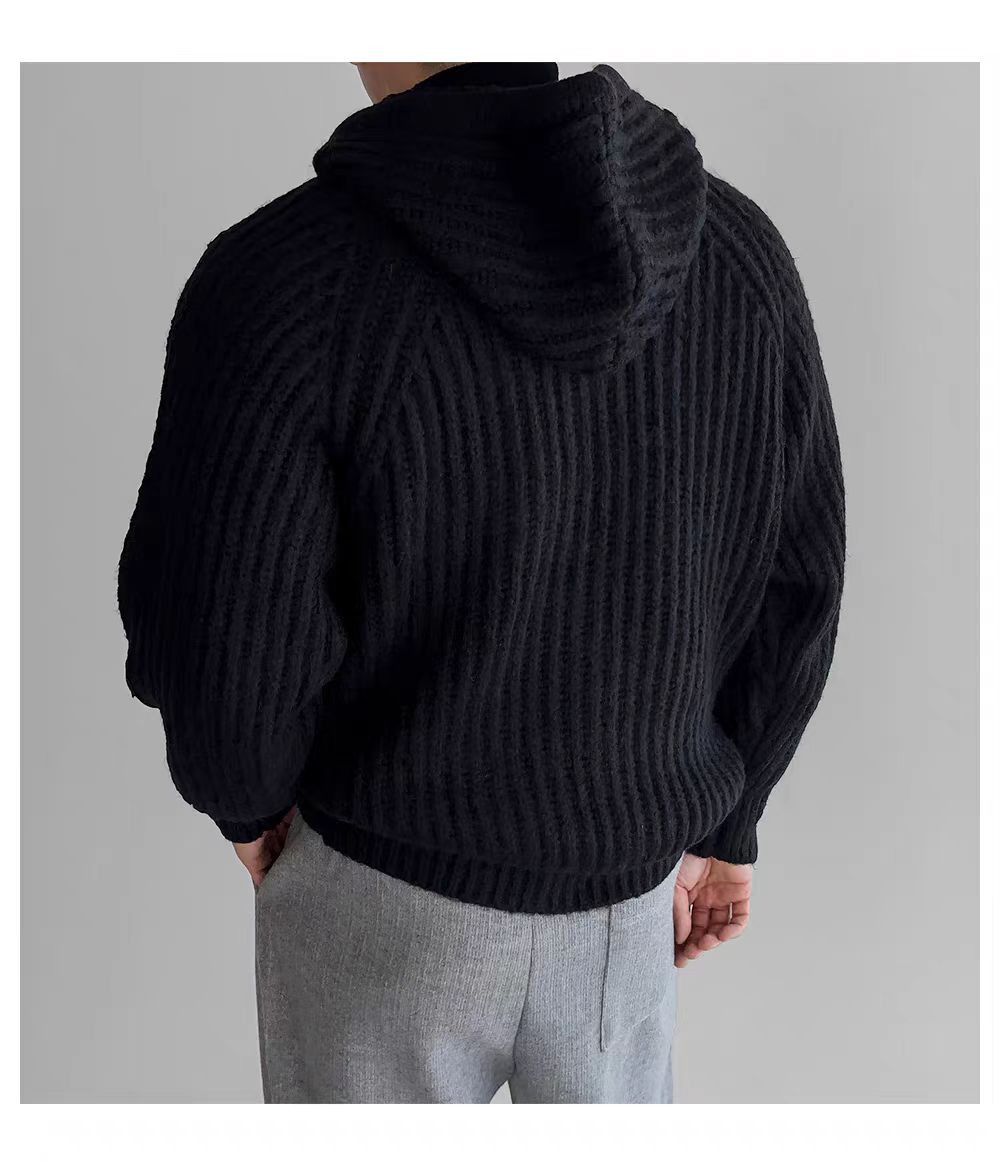Japanese Brand Vintage Knit Thick Sweater Black L Hooded Jacket Coat Size US L / EU 52-54 / 3 - 7 Thumbnail