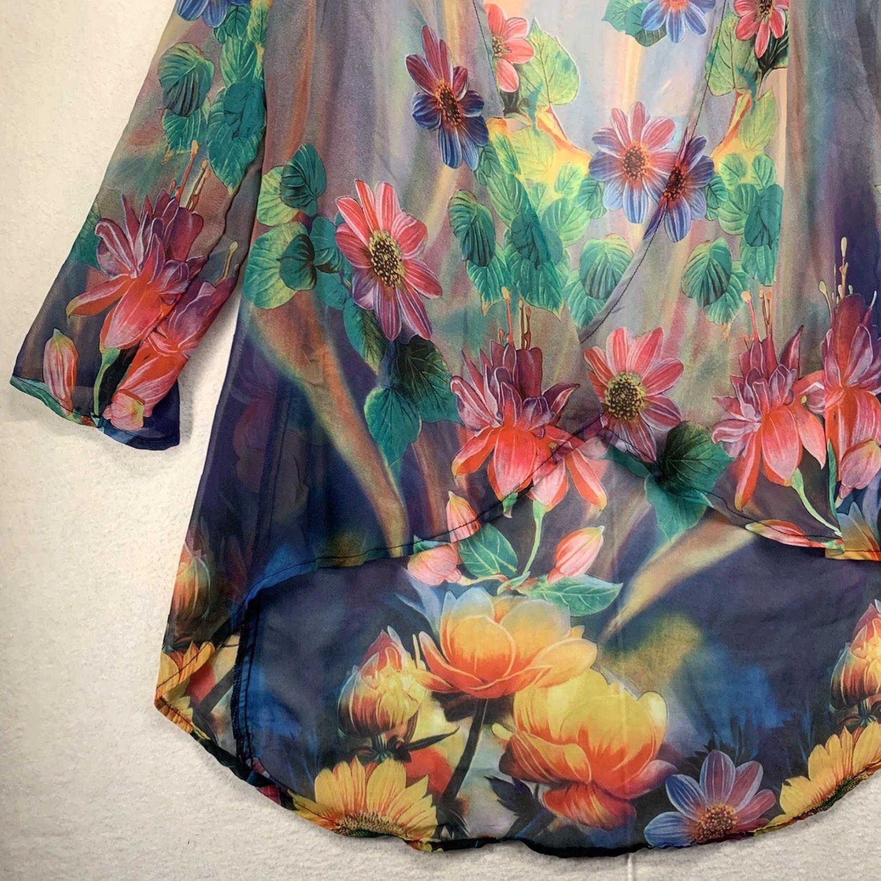 Vintage Vintage All Hours Gown Nightgown Lingerie Sheer Floral Made In USA Size S / US 4 / IT 40 - 2 Thumbnail