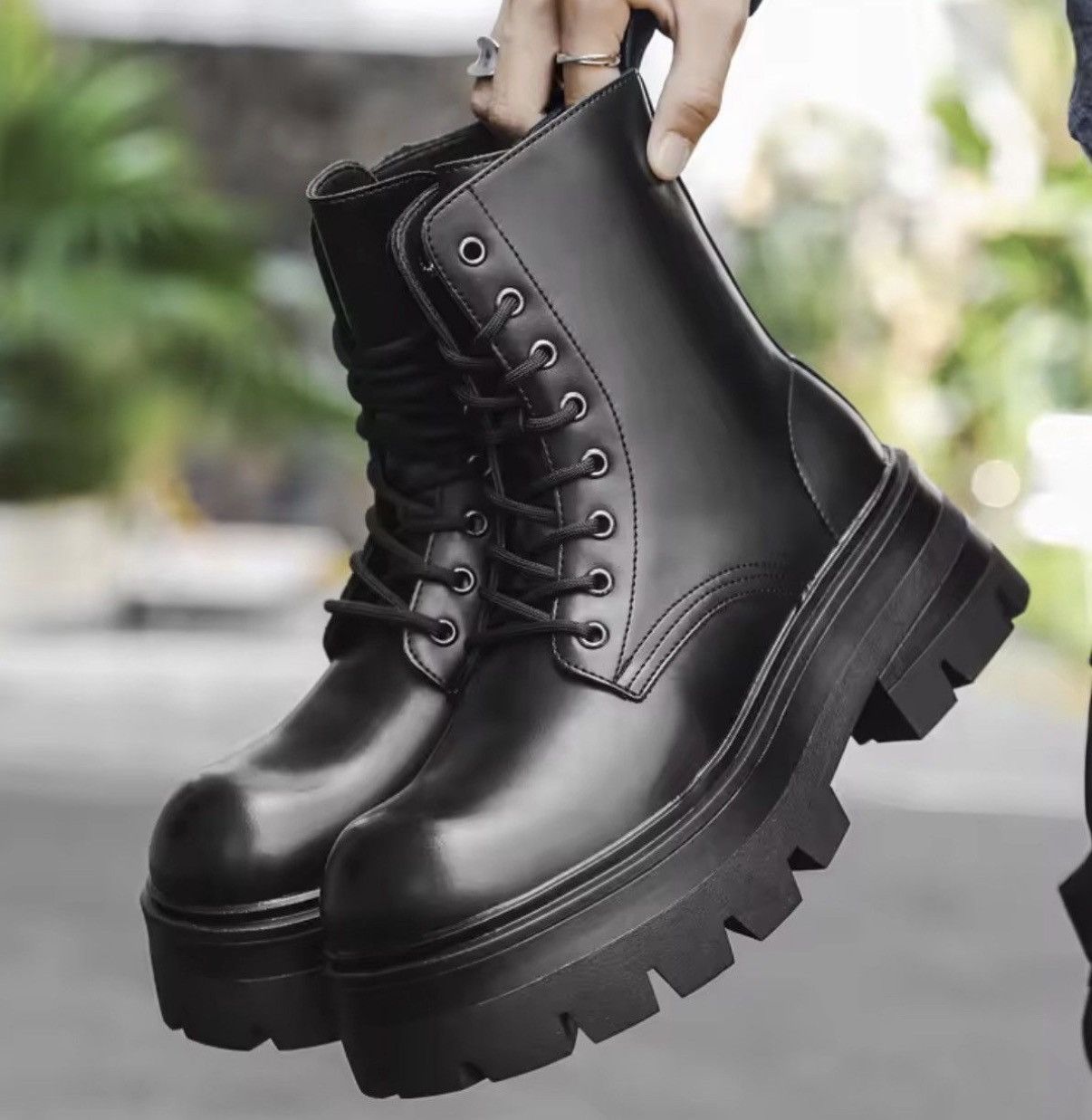 Japanese Brand Chunky Platform Split Leather Combat Boots Size US 9 / EU 42 - 2 Thumbnail