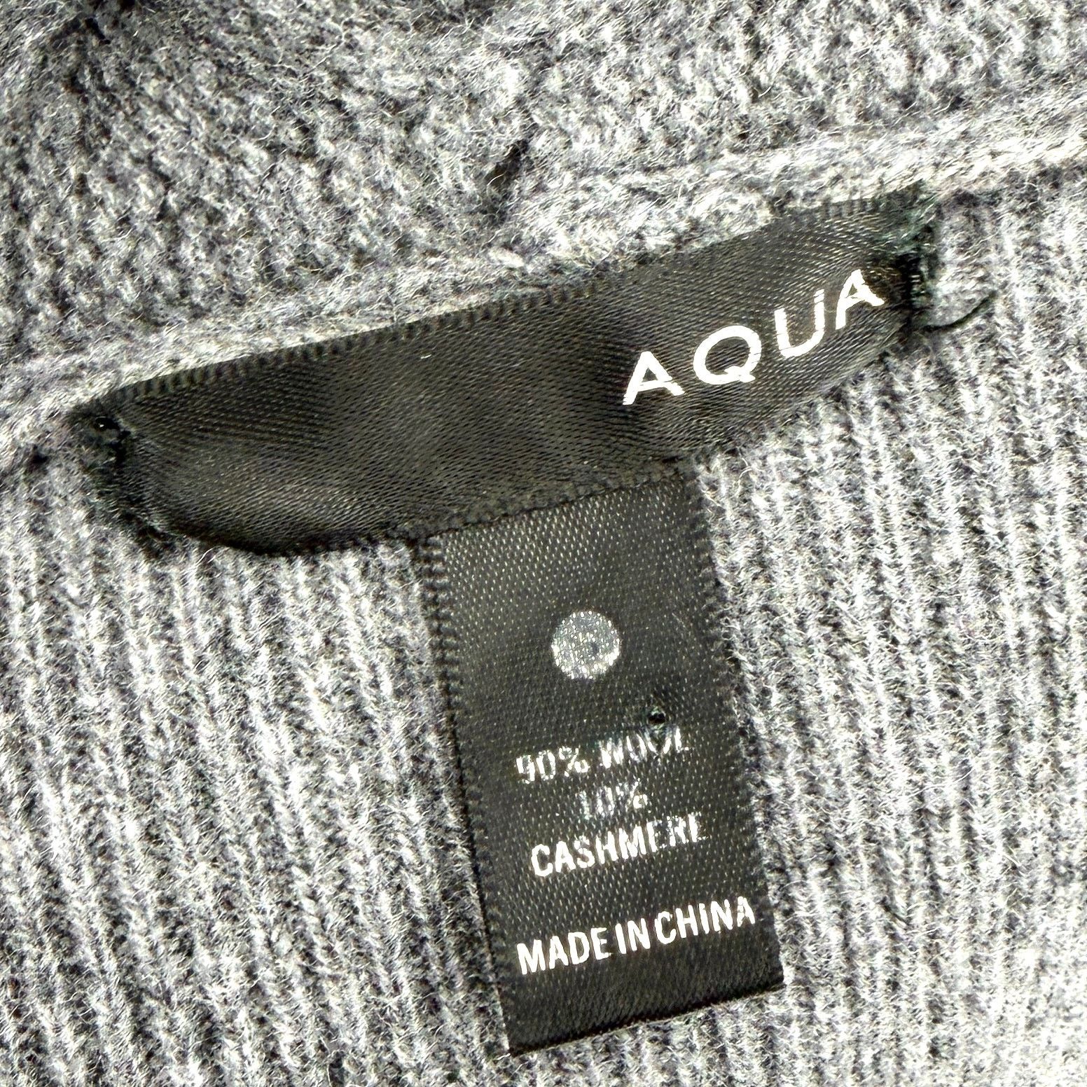 AQUA Gray Cashmere Wool Lattice Detail Shawl Collar Open Cardigan Size S / US 4 / IT 40 - 5 Thumbnail