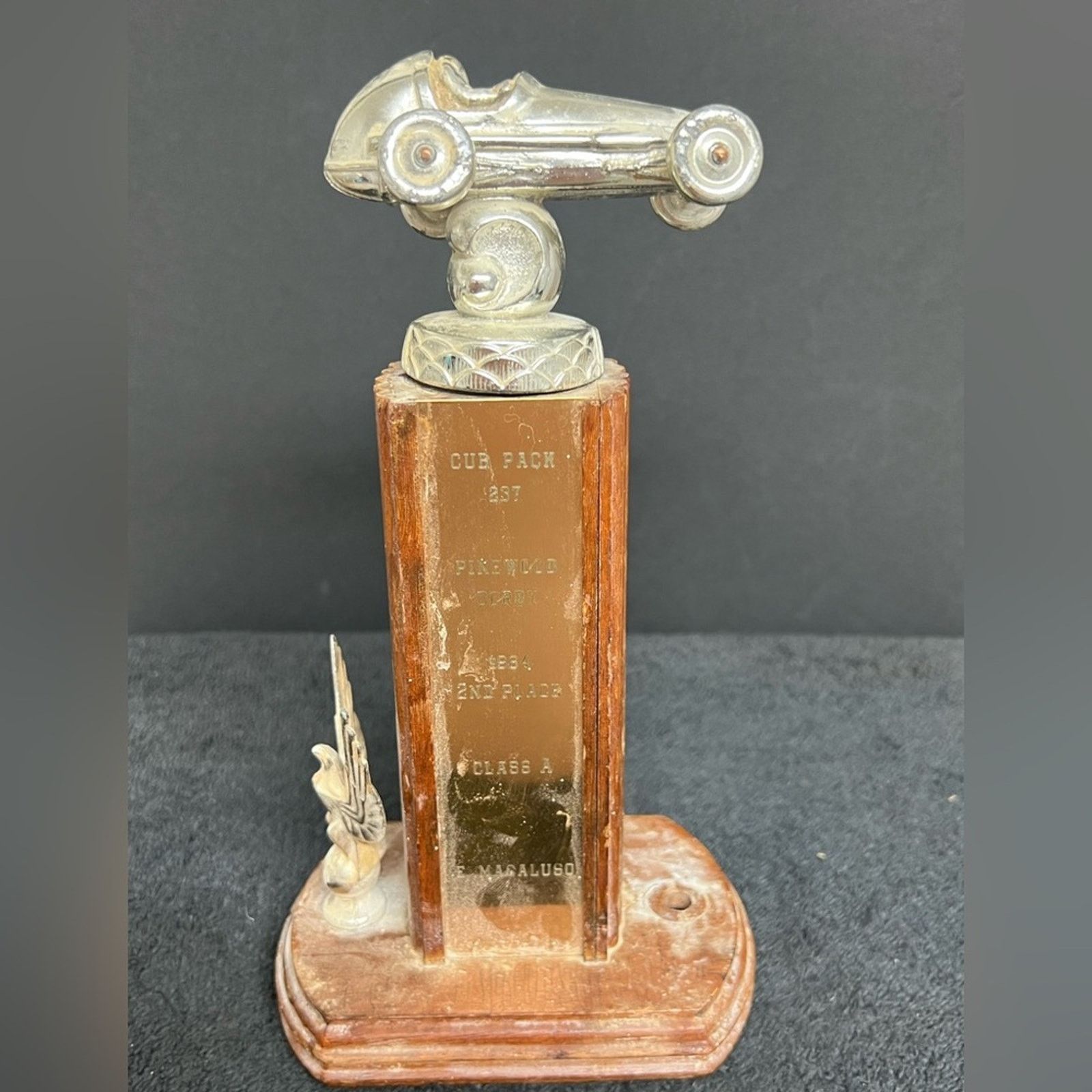 Vintage Antique Rare 1962 Era Boy Scout Derby Trophy Metal & Wood Size ONE SIZE - 1 Thumbnail