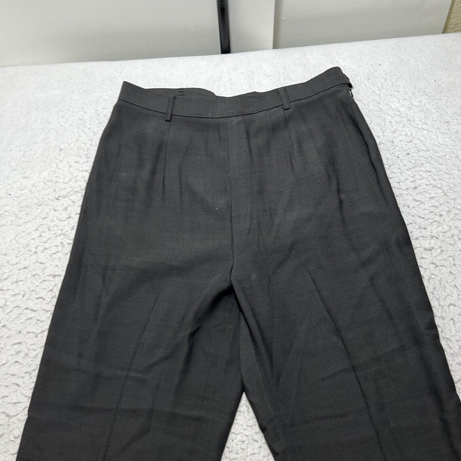Vintage Carlisle Wool Blend Straight Leg Dress Pants Herringbone Size 34" / US 12 / IT 48 - 2 Thumbnail