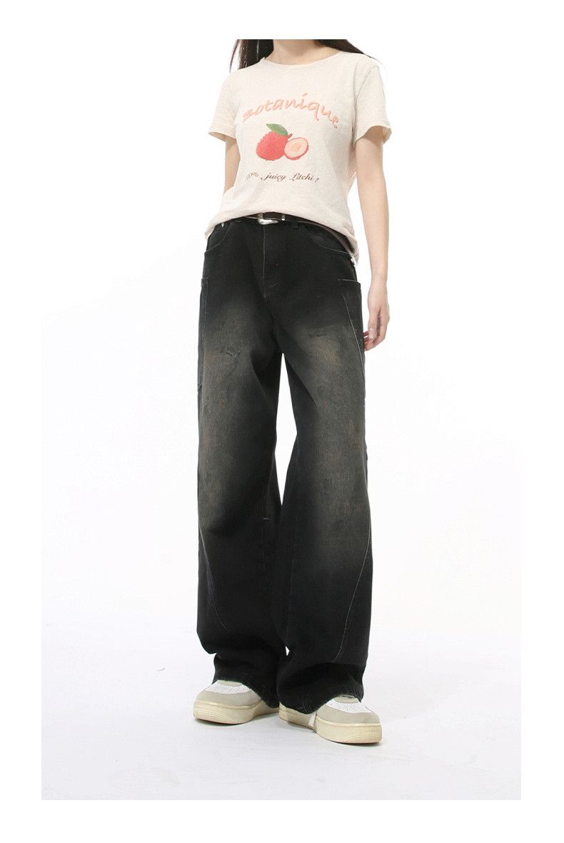 Japanese Brand × Jean American street patchwork distressed straight loose jeans Size US 32 / EU 48 - 1 Thumbnail
