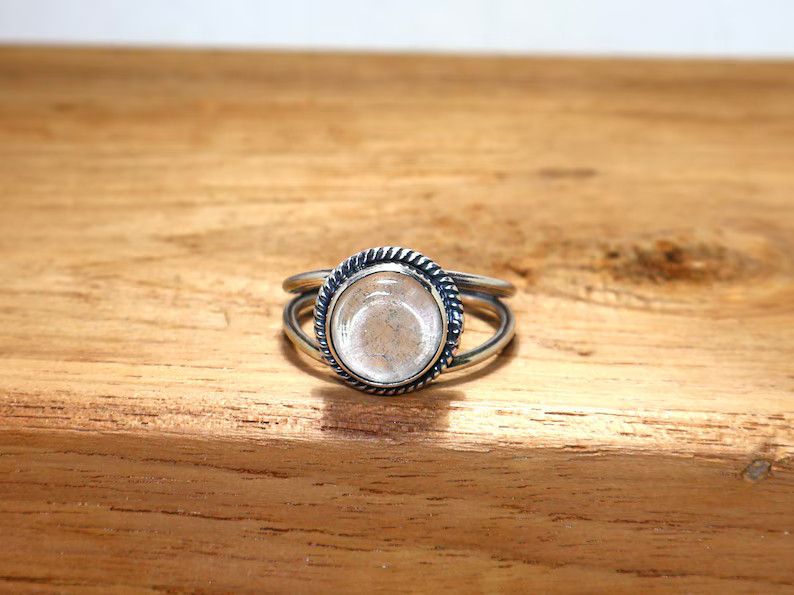 Handmade Clear Quartz Ring: 925 Silver Gemstone, April Birthstone Size ONE SIZE - 2 Thumbnail
