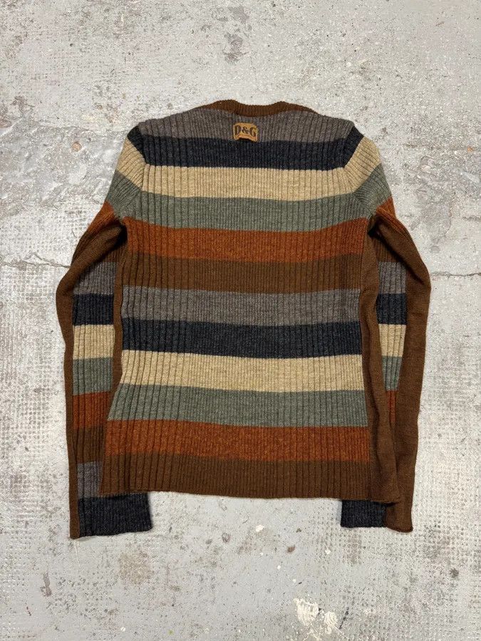 Designer × Dolce & Gabbana × Vintage 2000s Dolce & Gabbana Pastel Lines V-Neck Sweater Size XS / US 0-2 / IT 36-38 - 2 Thumbnail