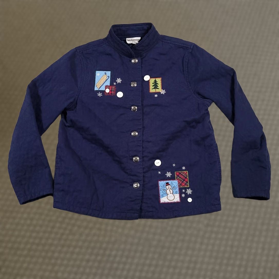 Vintage Breckenridge Shirt Button Up Quilted Women's PM Petites Blue Embroidered Winter Size M / US 6-8 / IT 42-44 - 1 Thumbnail