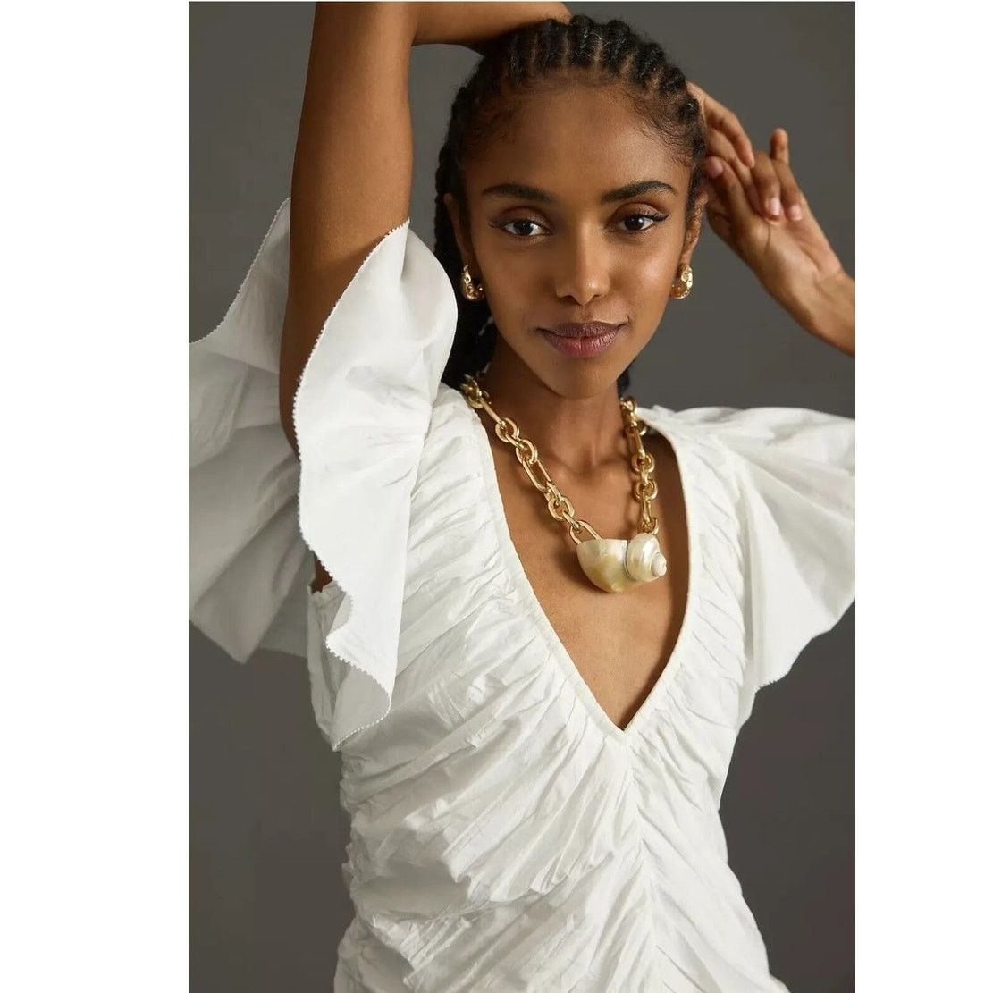Anthropologie NWT Love The Label Ruffled Mini Dress DEEP-V $248 Medium Size M / US 6-8 / IT 42-44 - 2 Thumbnail