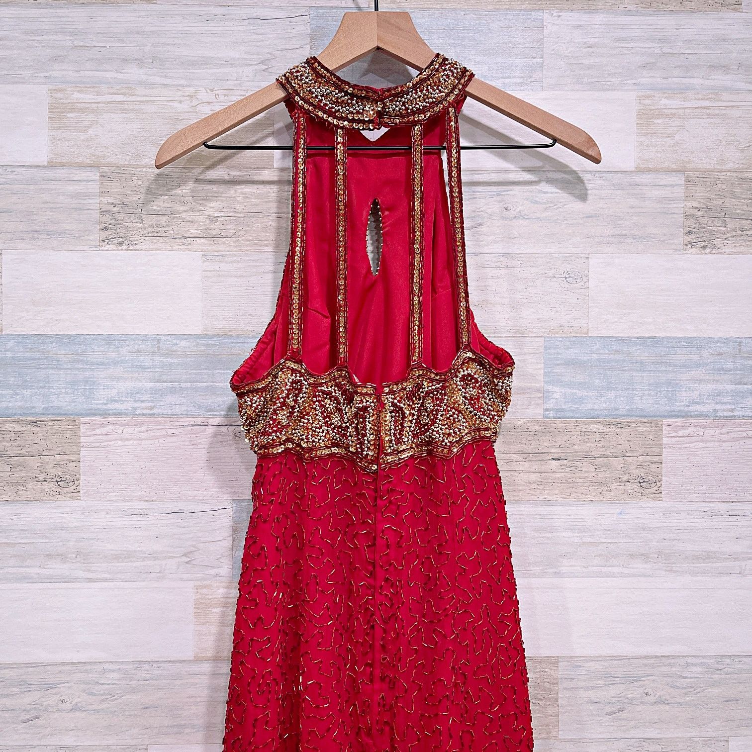 Other × Vintage Laurence Kazar Beaded Sequin Halter Ball Gown Womens Medium Size M / US 6-8 / IT 42-44 - 5 Thumbnail