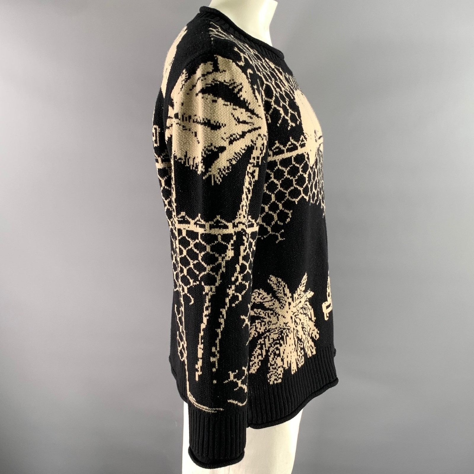 Honor the Gift HONOR THE GIFT XL Black Khaki Graphic Cotton Ribbed Sweater Size US XL / EU 56 / 4 - 3 Thumbnail