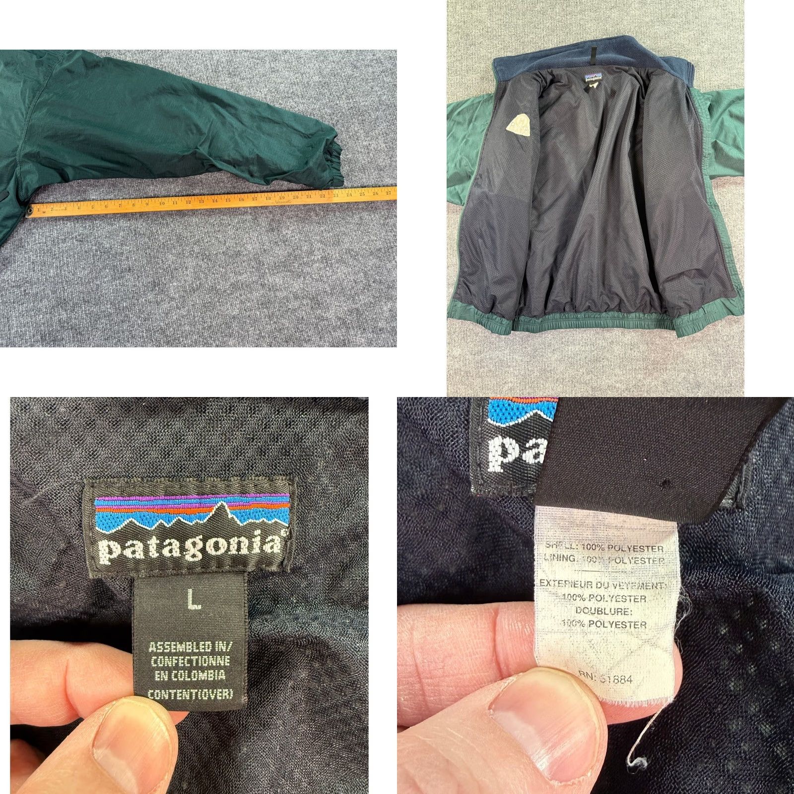 Patagonia Patagonia Shelled Jacket Mens Large Green Full Zip Logo Fleece Lined Ripstop Size US XL / EU 56 / 4 - 8 Thumbnail