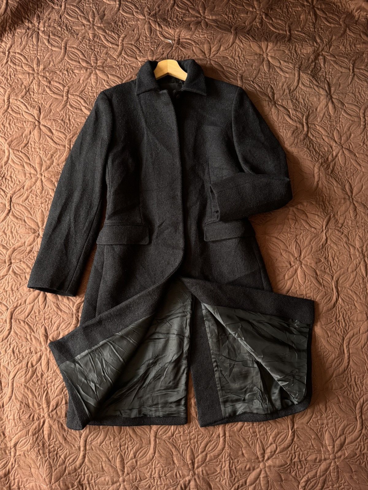 PRADA Vintage Single-Breasted Black Wool Overcoat