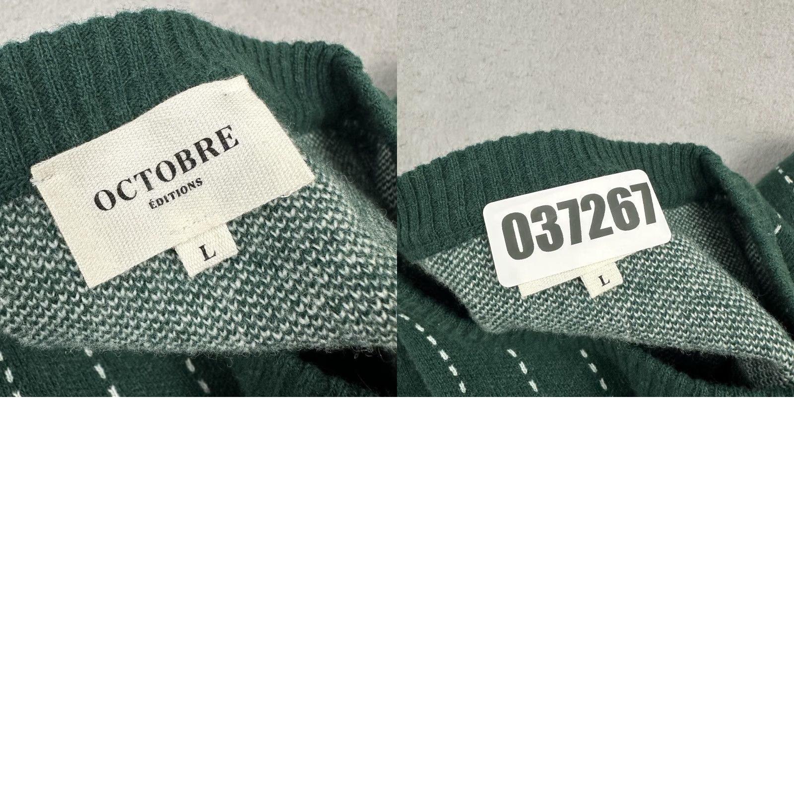 Vintage VINTAGE Octobre Éditions Sweater Men Large Green White Stripe Wool Blend Pullover Crew L Size US L / EU 52-54 / 3 - 8 Thumbnail