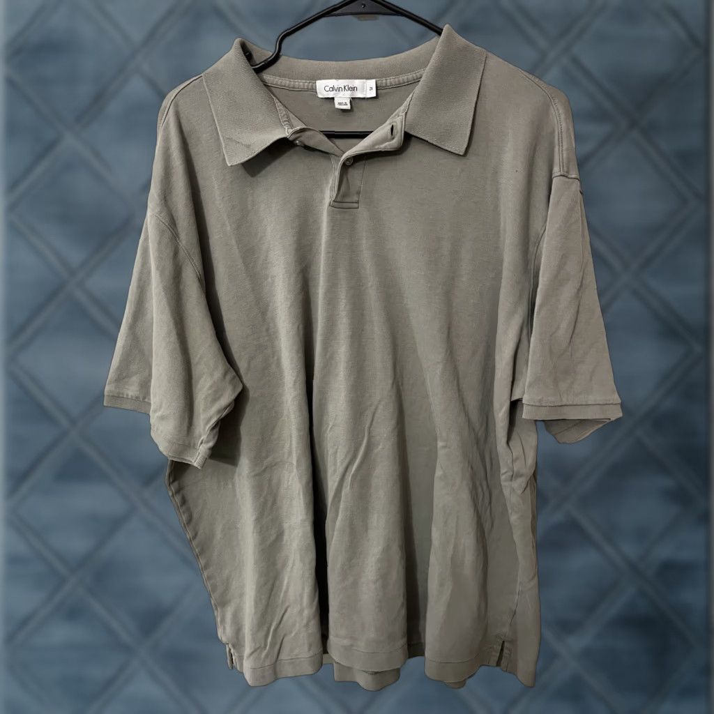 Calvin Klein CALVIN KLEIN Polo Shirt Gray Men’s 2X Short Sleeve Button Regular Size US XXL / EU 58 / 5 - 1 Thumbnail