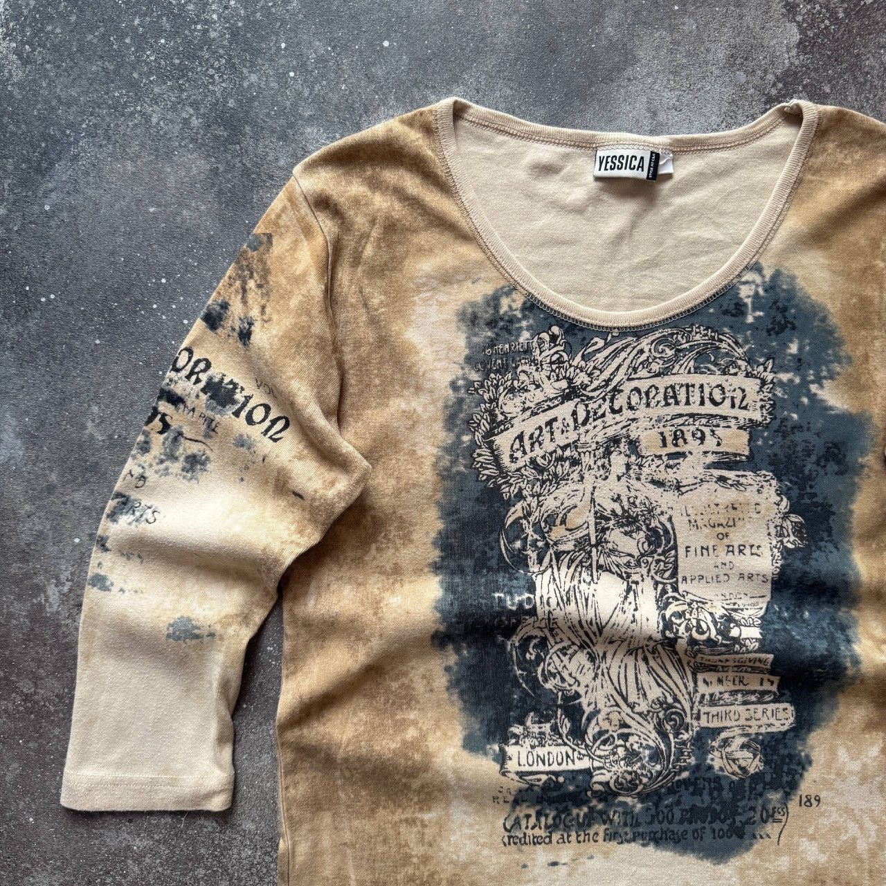 If Six Was Nine Avant-Garde Vintage Gothic Print Punk Rave Long Sleeve Top Size M / US 6-8 / IT 42-44 - 4 Thumbnail