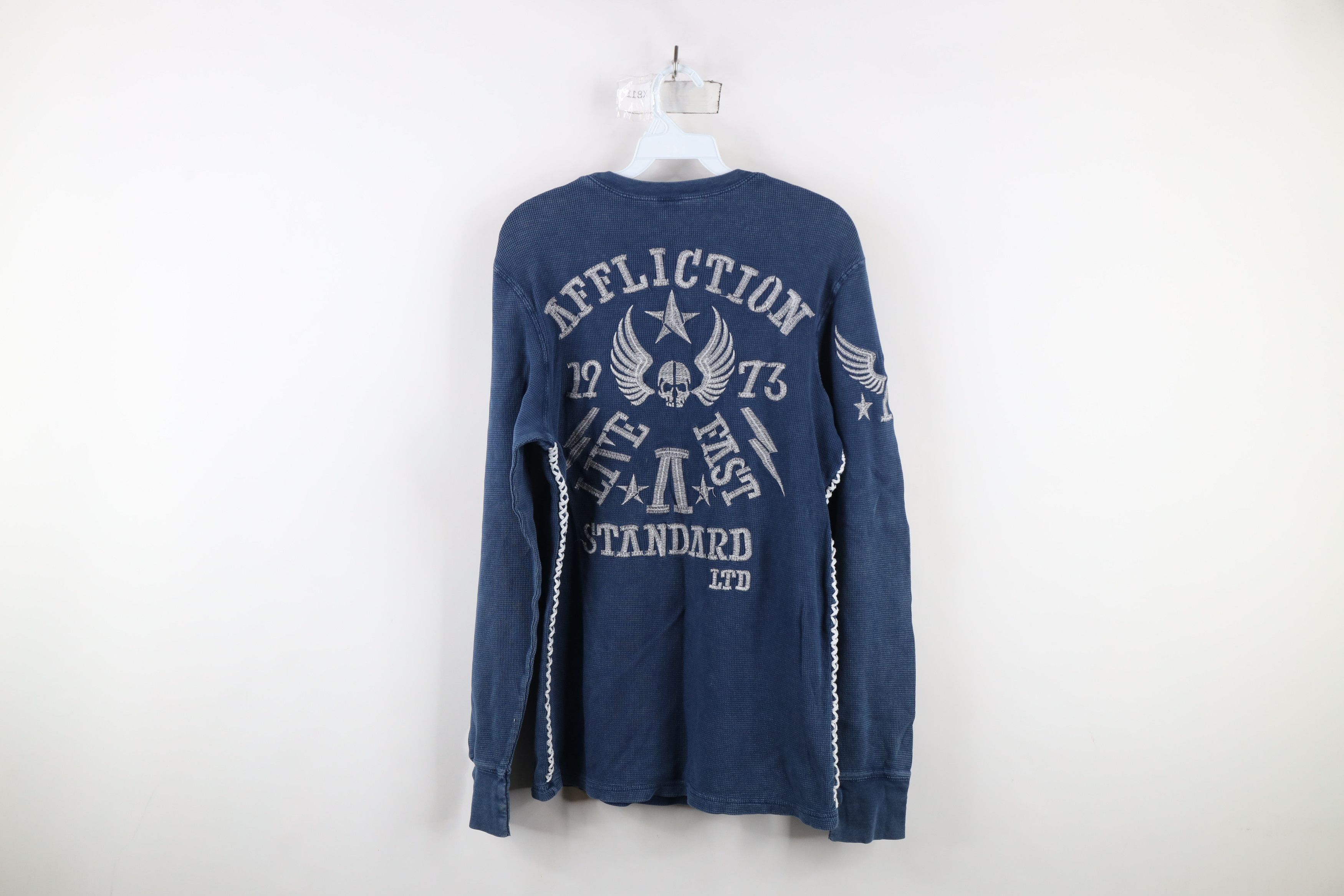 Affliction Vintage Y2K Affliction de Lis Thermal Waffle Knit T-Shirt Size US L / EU 52-54 / 3 - 15 Thumbnail