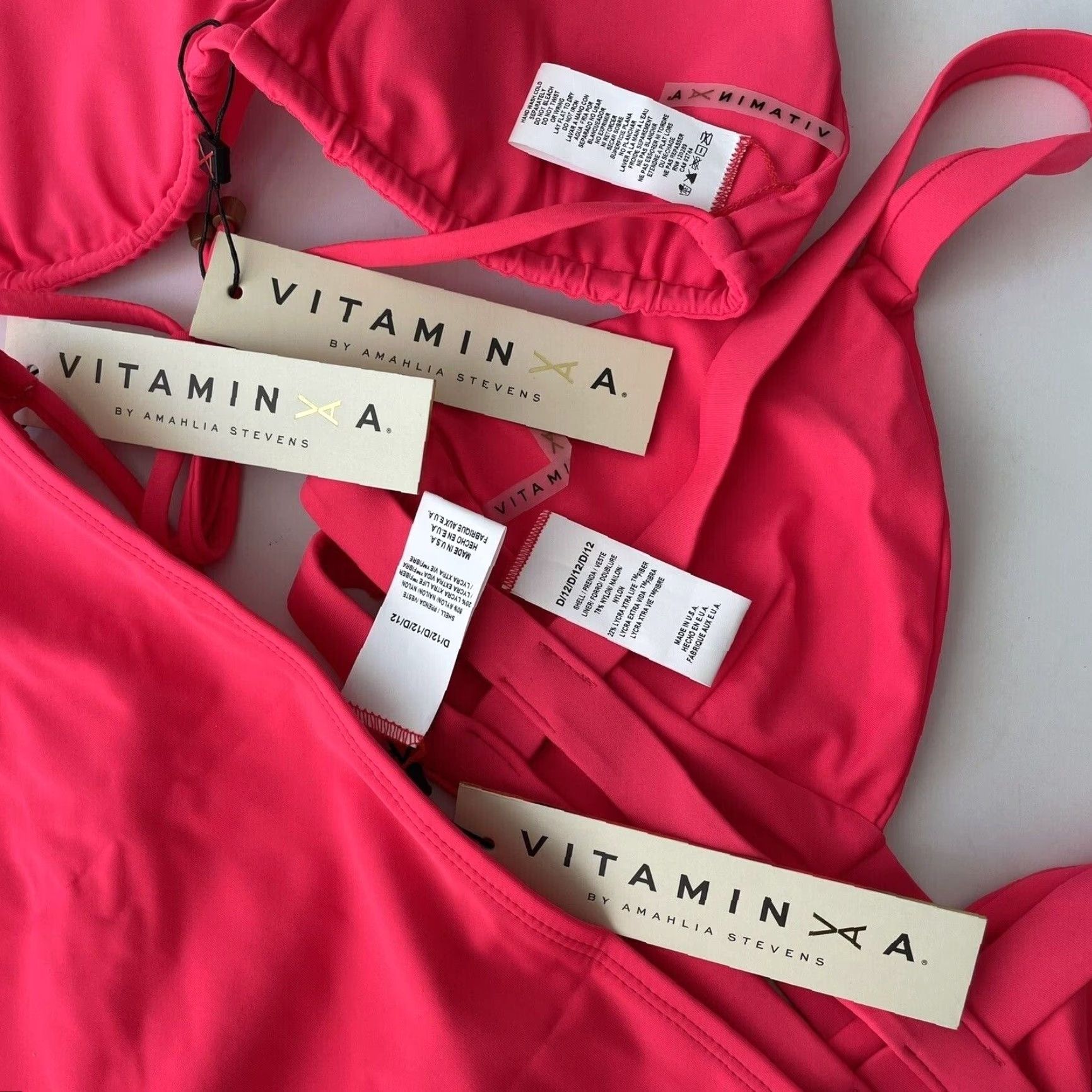 Vintage VITAMIN A 3pc Bikini Jaydah Braided Full Bottom Electra Ecolux / Neutra Top 12 D XL Pink Cheek Size XL / US 12-14 / IT 48-50 - 4 Thumbnail