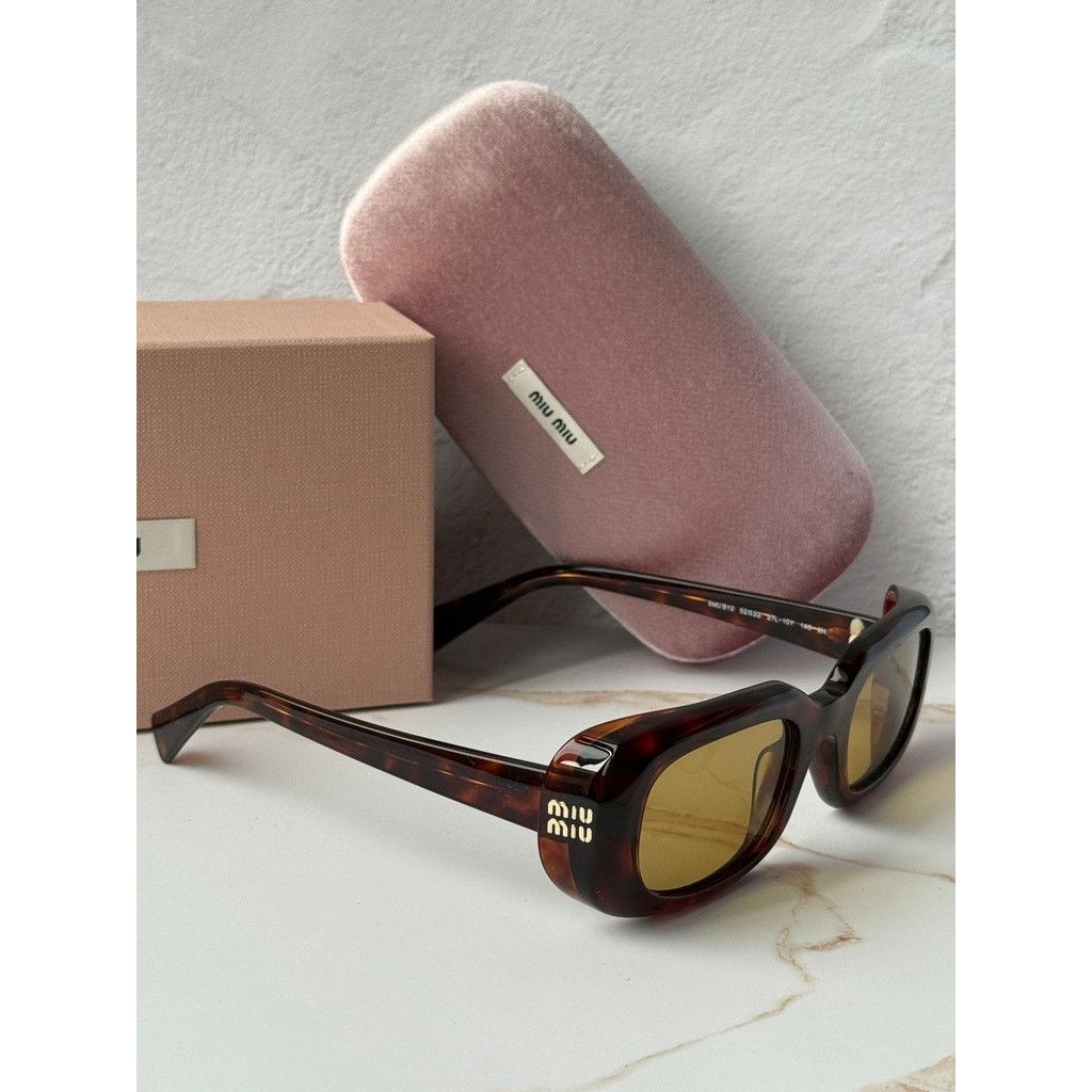 Miu Miu NEW Miu Miu MU B13S Brown Yellow Rectangular Sunglasses Size ONE SIZE - 5 Thumbnail