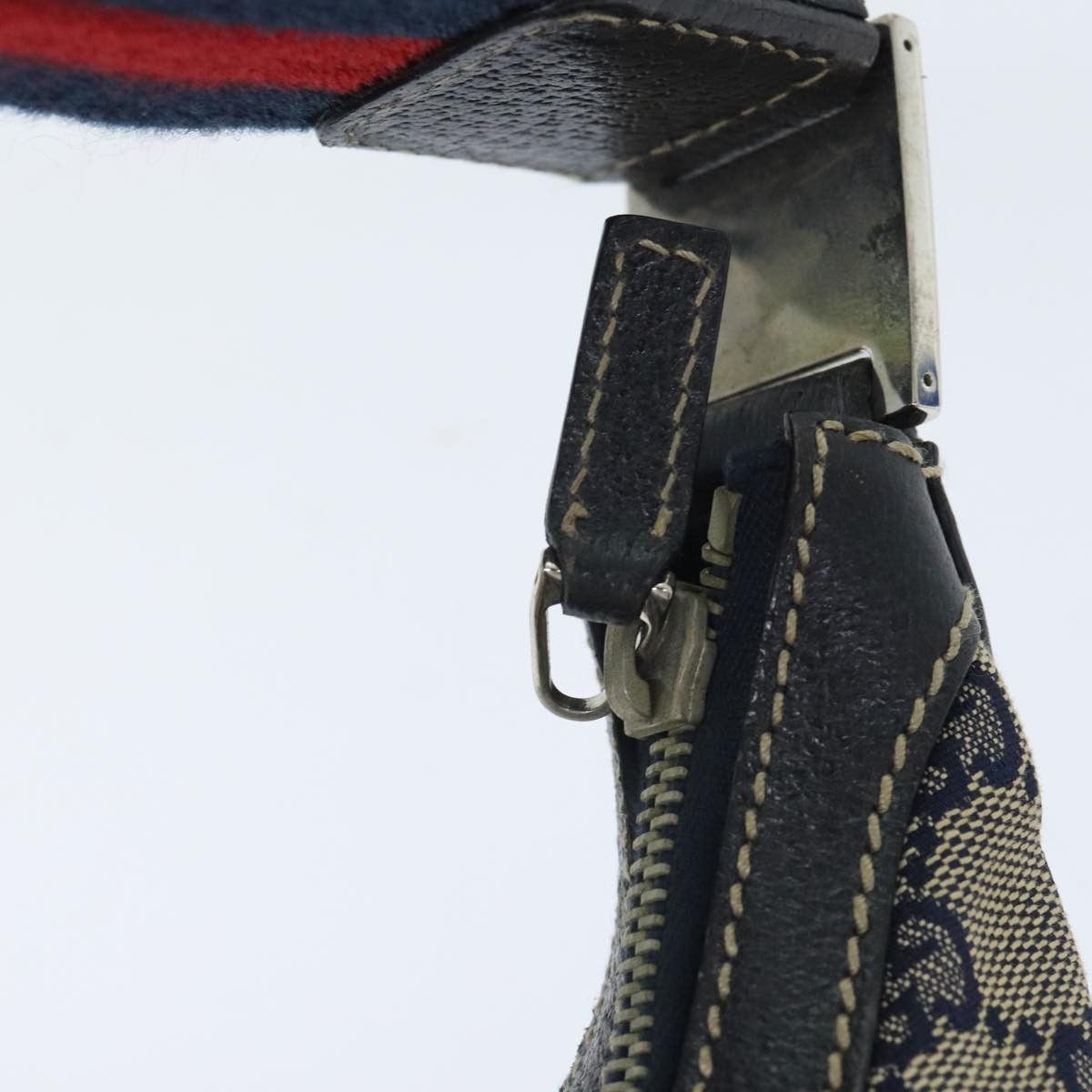 Gucci GUCCI GG Canvas Sherry Line Hand Bag Navy Silver Red Size ONE SIZE - 14 Thumbnail