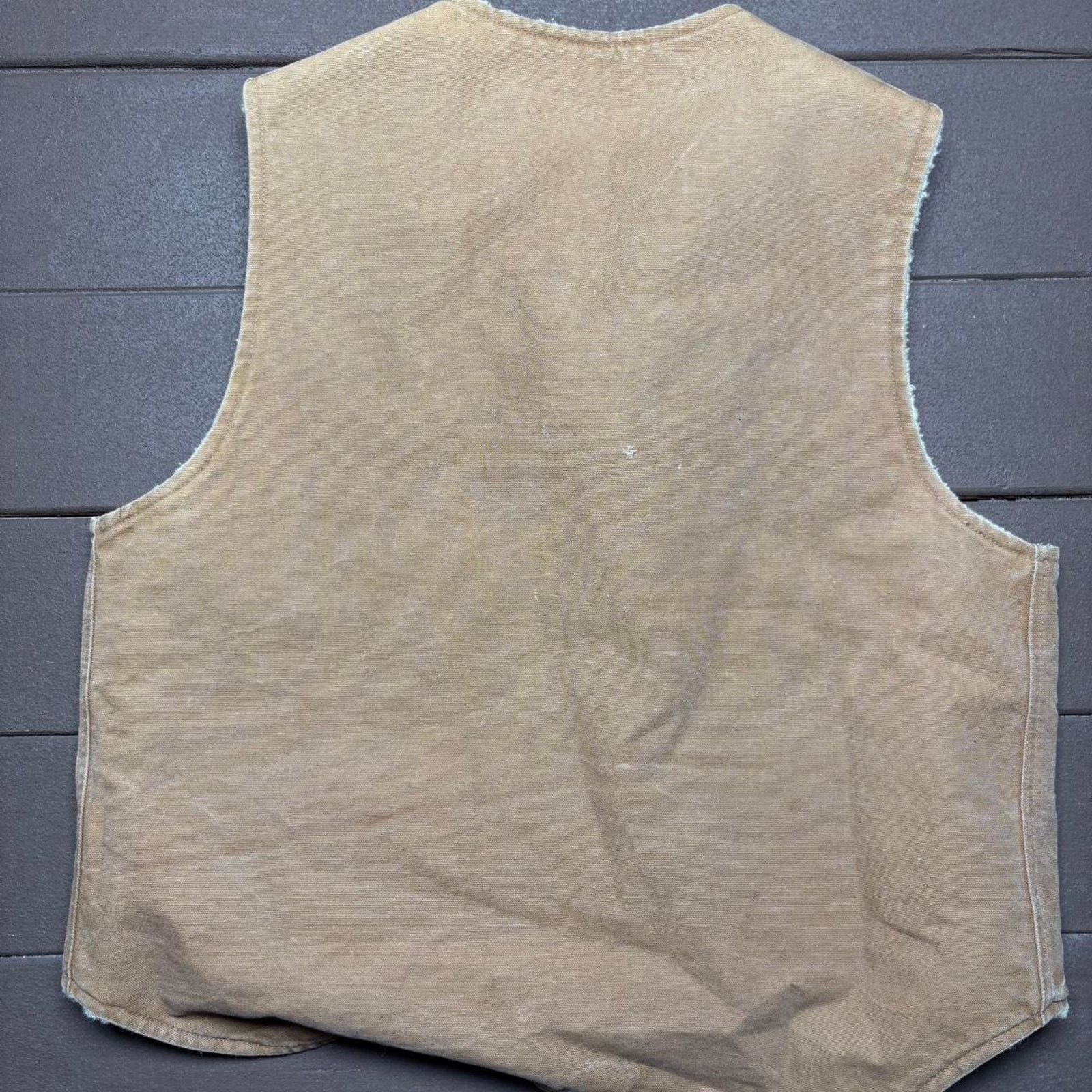 Carhartt Vintage Tan 1970s Carhartt Sherpa Lined Vest Size US XL / EU 56 / 4 - 2 Thumbnail
