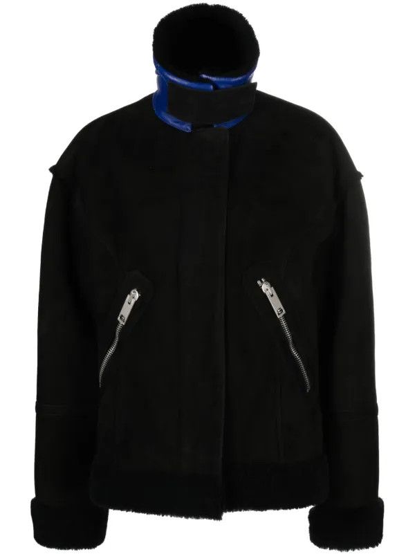 Off-White o1gr1nt0425 Round Shoulder Shearling Jacket in Black Size XS / US 0-2 / IT 36-38 - 1 Thumbnail