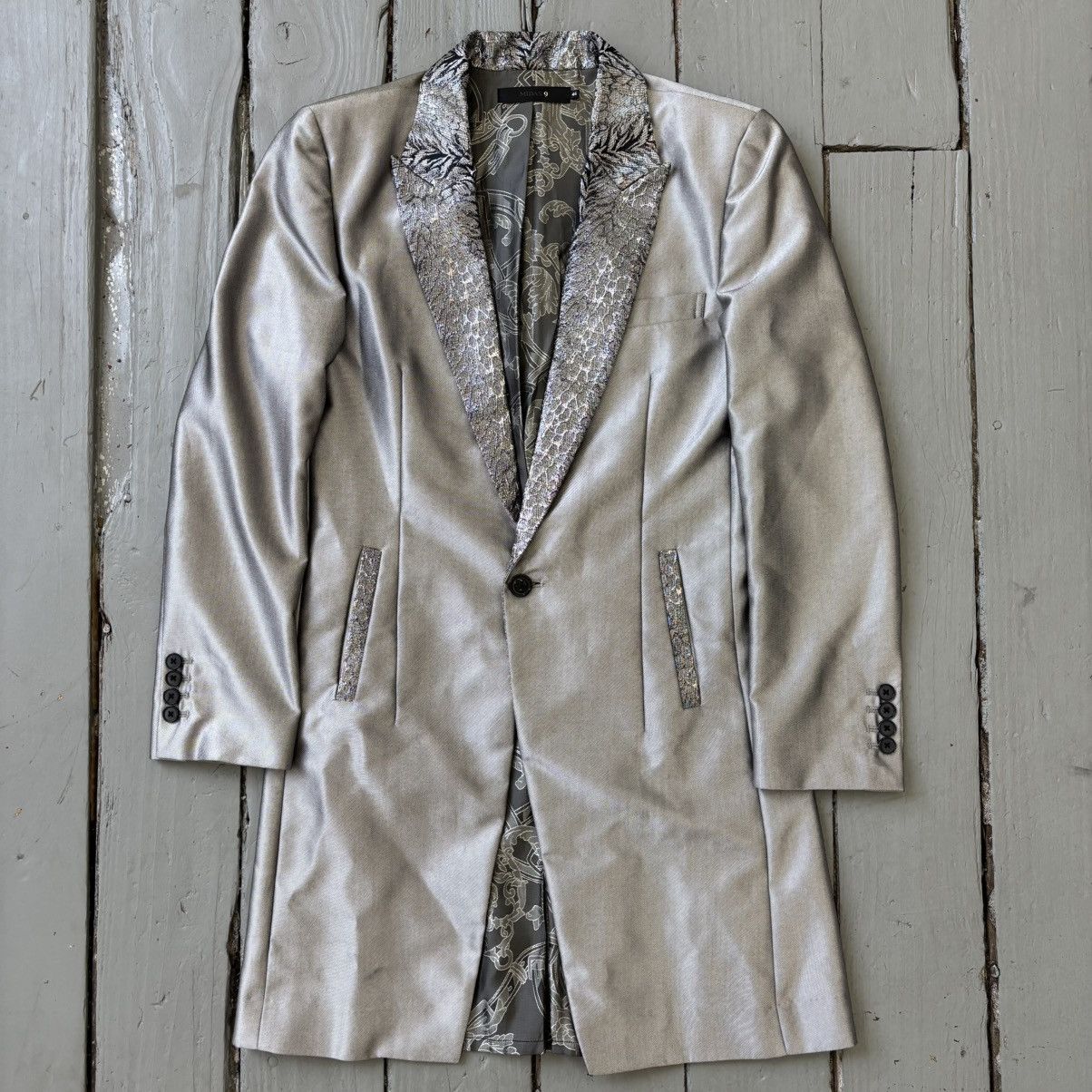 Japanese Brand MIDAS Silver Patterned Collar Blazer Size US S / EU 44-46 / 1 - 1 Thumbnail