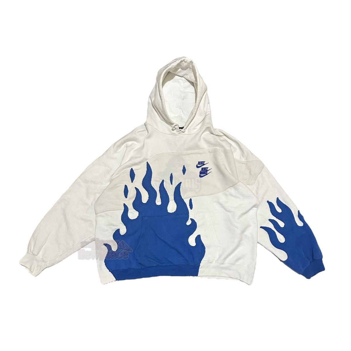 Nike White Pirate BLUE Flame “BlueSea” 598 Hoodie Reworked Size US XXL / EU 58 / 5 - 2 Thumbnail