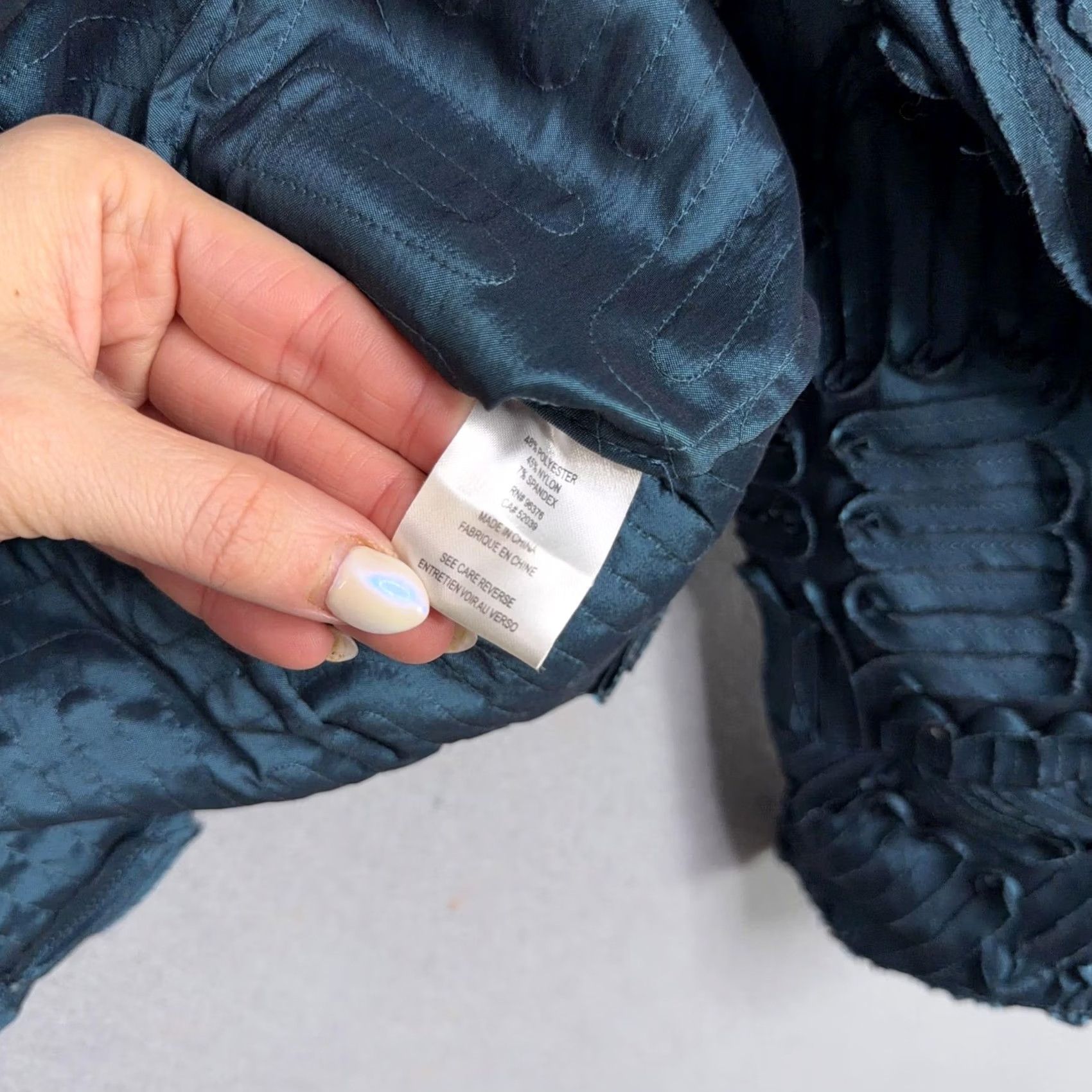 Vintage Samuel Dong Jacket Womens Small Blue Textured Wearable Art Luxury Modern Jacket Woman Small Blue Satin Zip Full Zip Geometric Vintage No Size S / US 4 / IT 40 - 5 Thumbnail