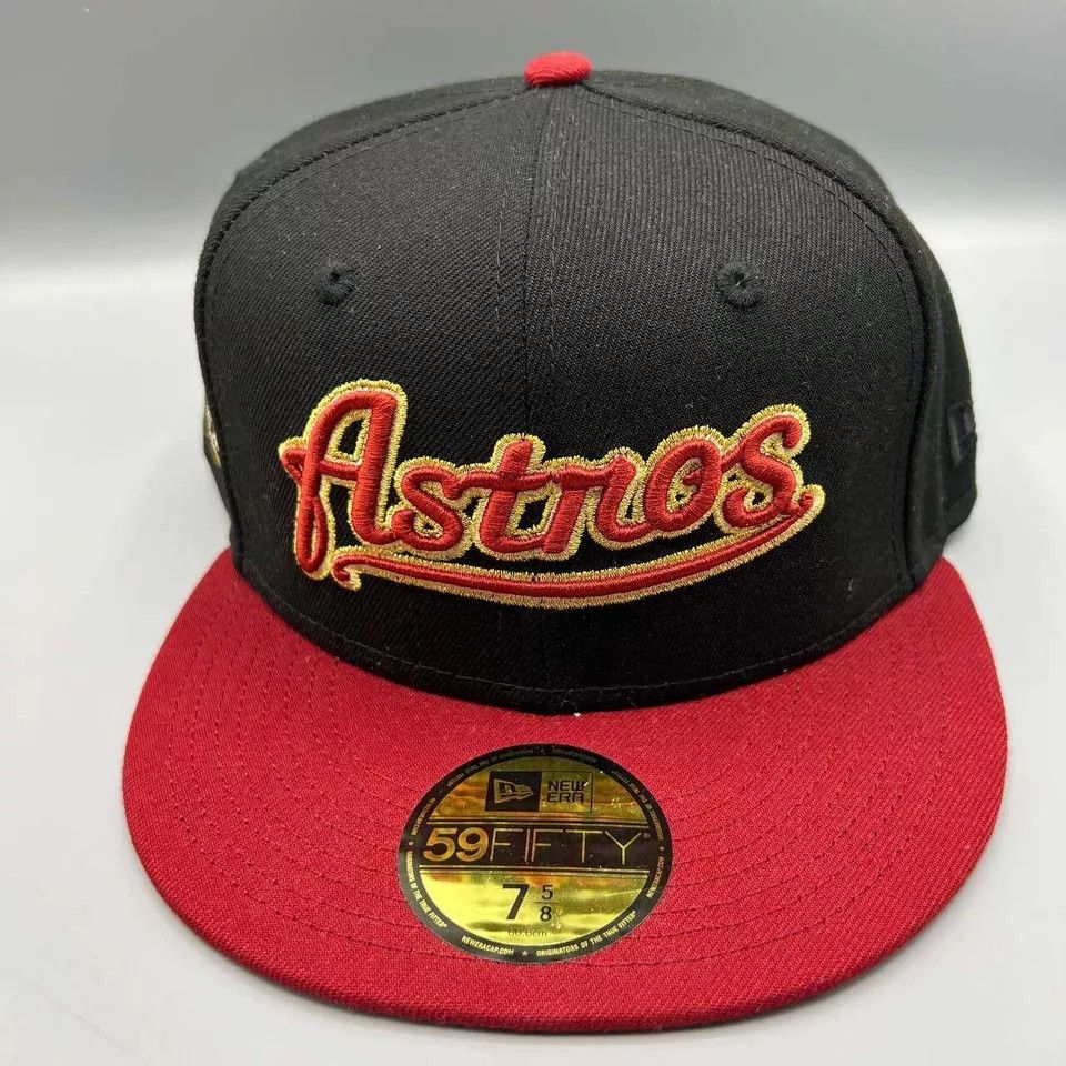 New Era Houston Astros Hat Men 7 5/8 59Fifty New Era MLB Fitted Cap Size ONE SIZE - 2 Thumbnail