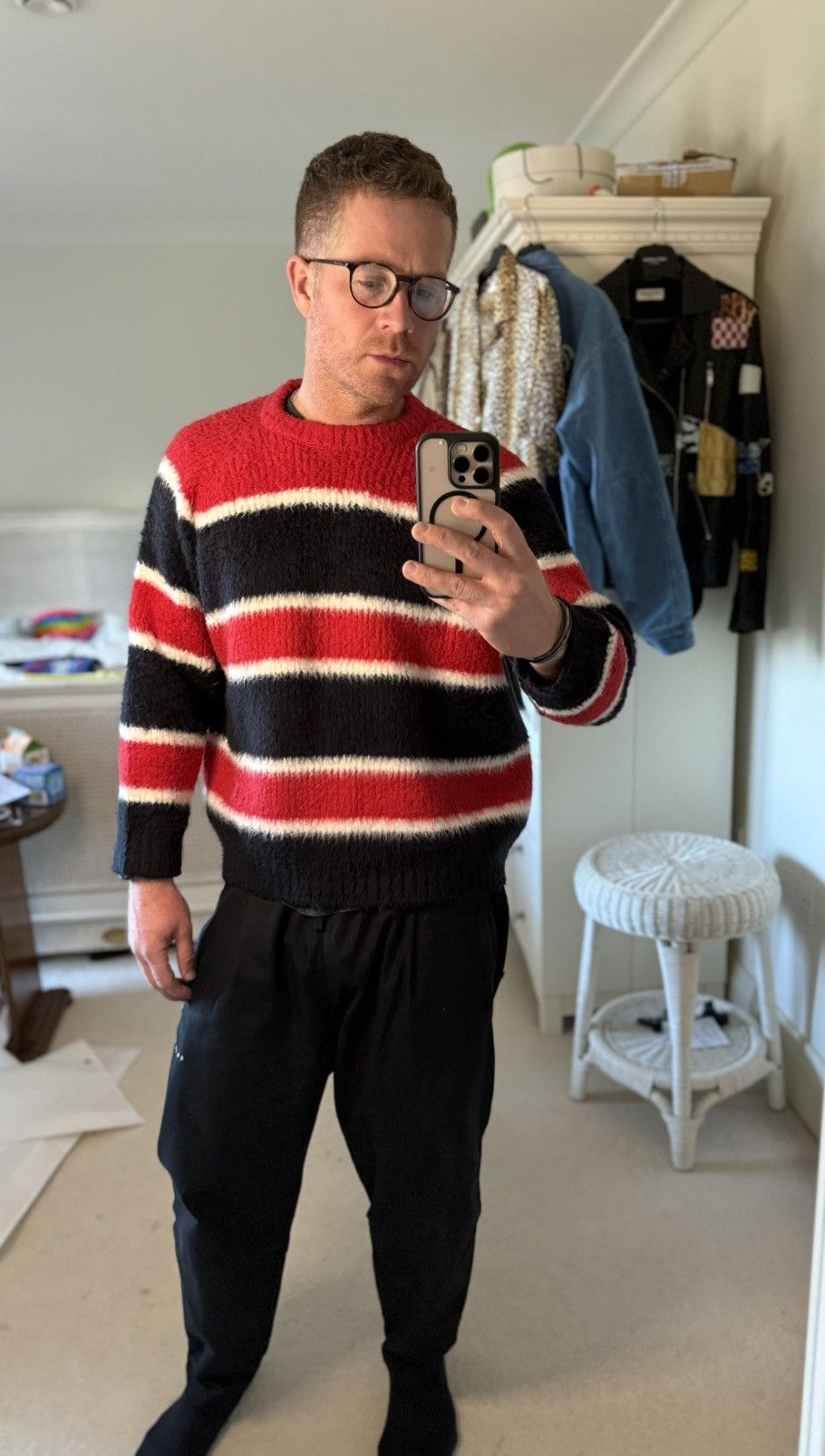 Celine $1.35k 🤑 FW24 Celine striped sweater Hedi Slimane sample Size US L / EU 52-54 / 3 - 2 Thumbnail