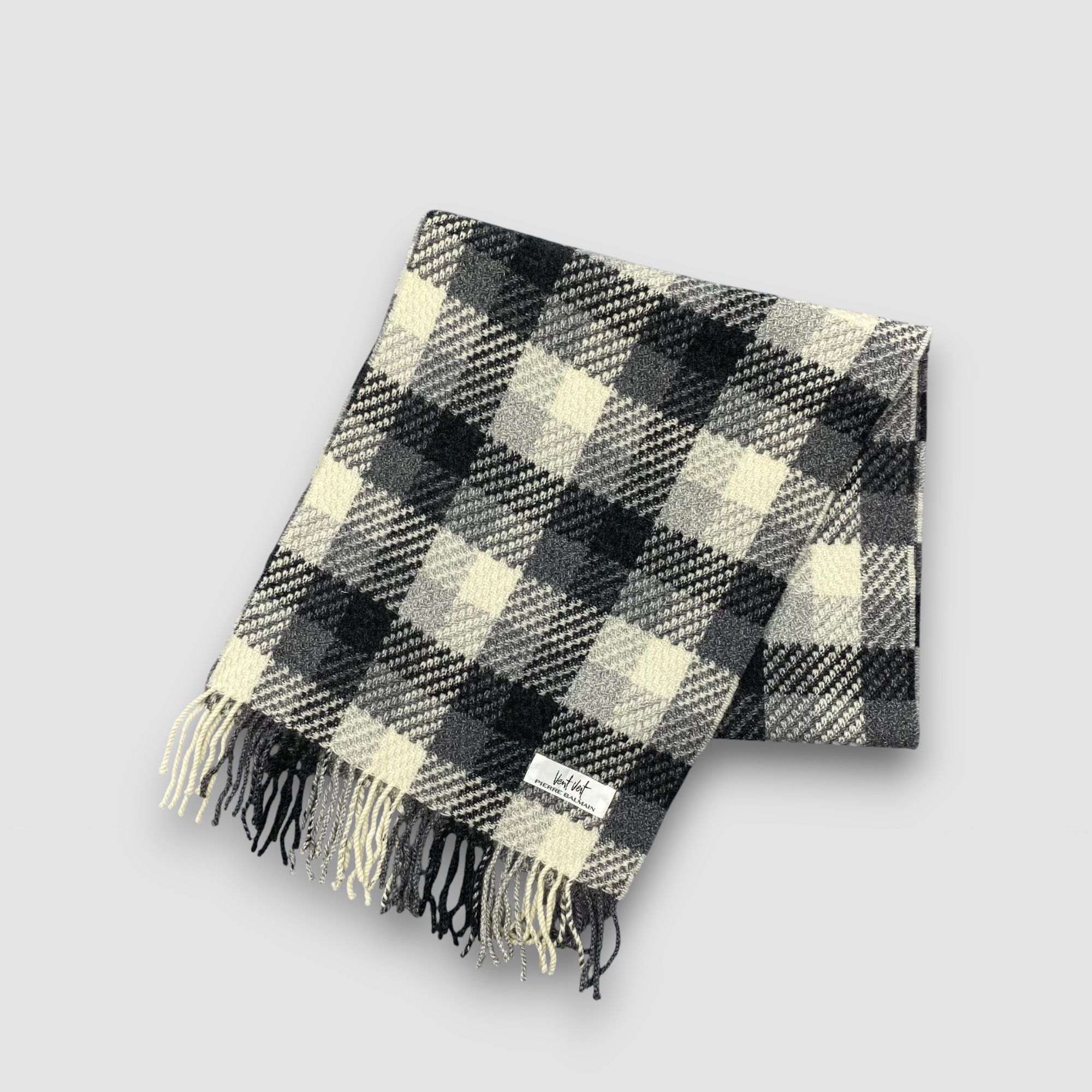 Balmain Vintage Pierre Balmain Scarf Muffler Cashmere Plaid Scarves Size ONE SIZE - 3 Thumbnail