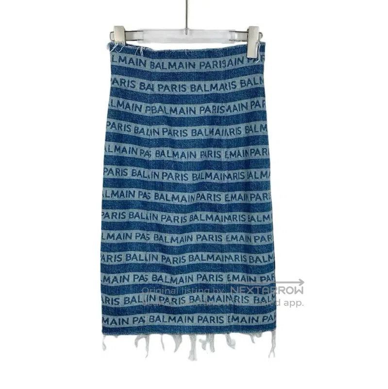 Balmain Balmain Blue Cotton Women's Midi Skirt . Size 22" - 1 Thumbnail