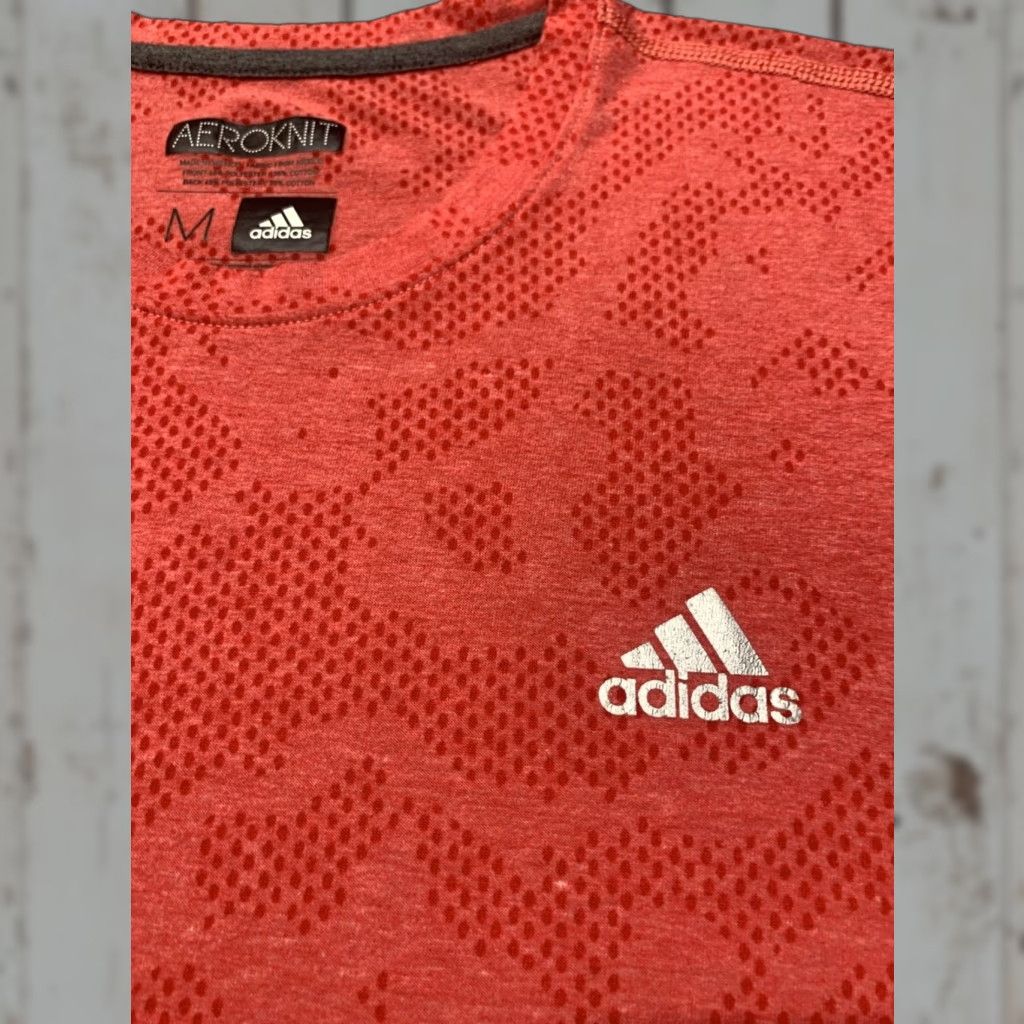 Adidas Adidas Mens T-Shirt Short Sleeve Crew Neck Cotton Blend Red All Seasons Logo Athletic Medium Size US M / EU 48-50 / 2 - 1 Thumbnail