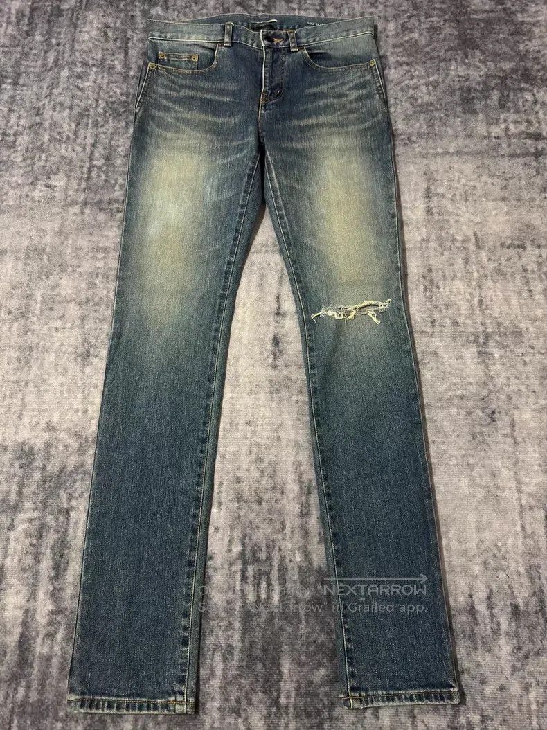 Saint Laurent Paris Saint Laurent Paris Dark Blue and Yellow Mud Faded Ghost C Size US 29 - 1 Thumbnail